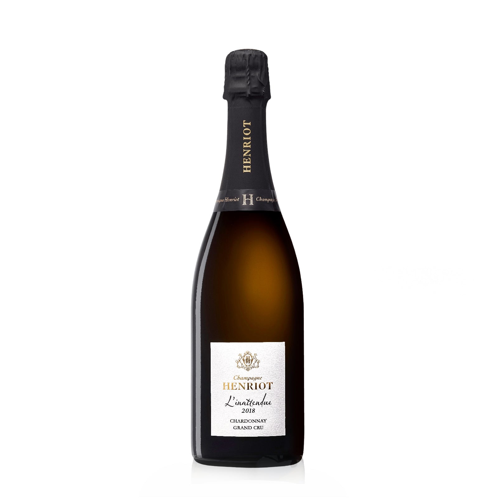 Bottle of Henriot Champagne Linatlitude 2018 with citrus, green apple, and brioche notes.