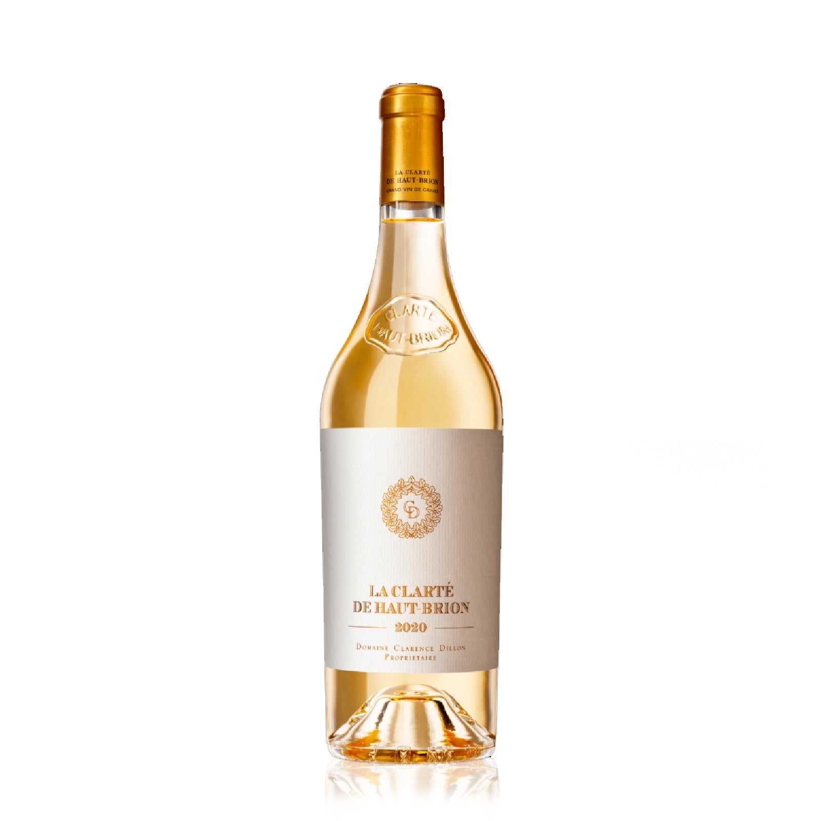 A bottle of white wine La Clarte de Haut Brion 2020.