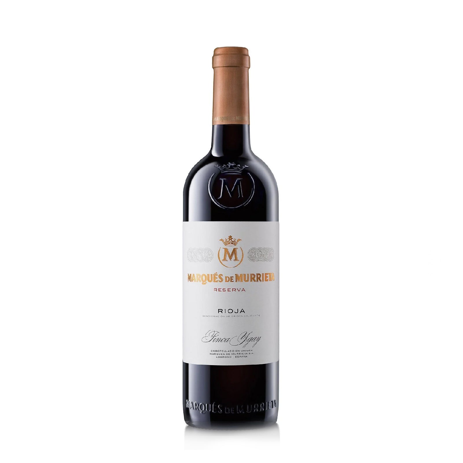 Marques de Murrieta Reserva Rioja wine bottle on a white background