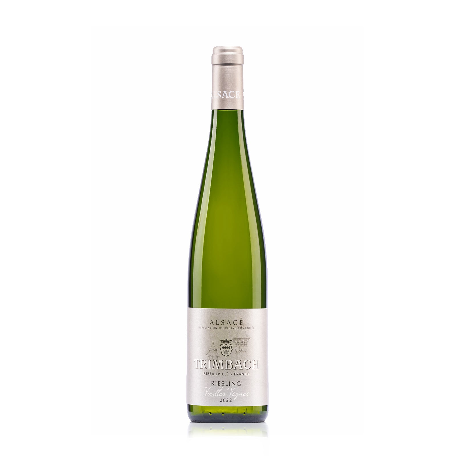 A bottle of Trimbach Riesling Selectio de Vieilles Vignes white wine.