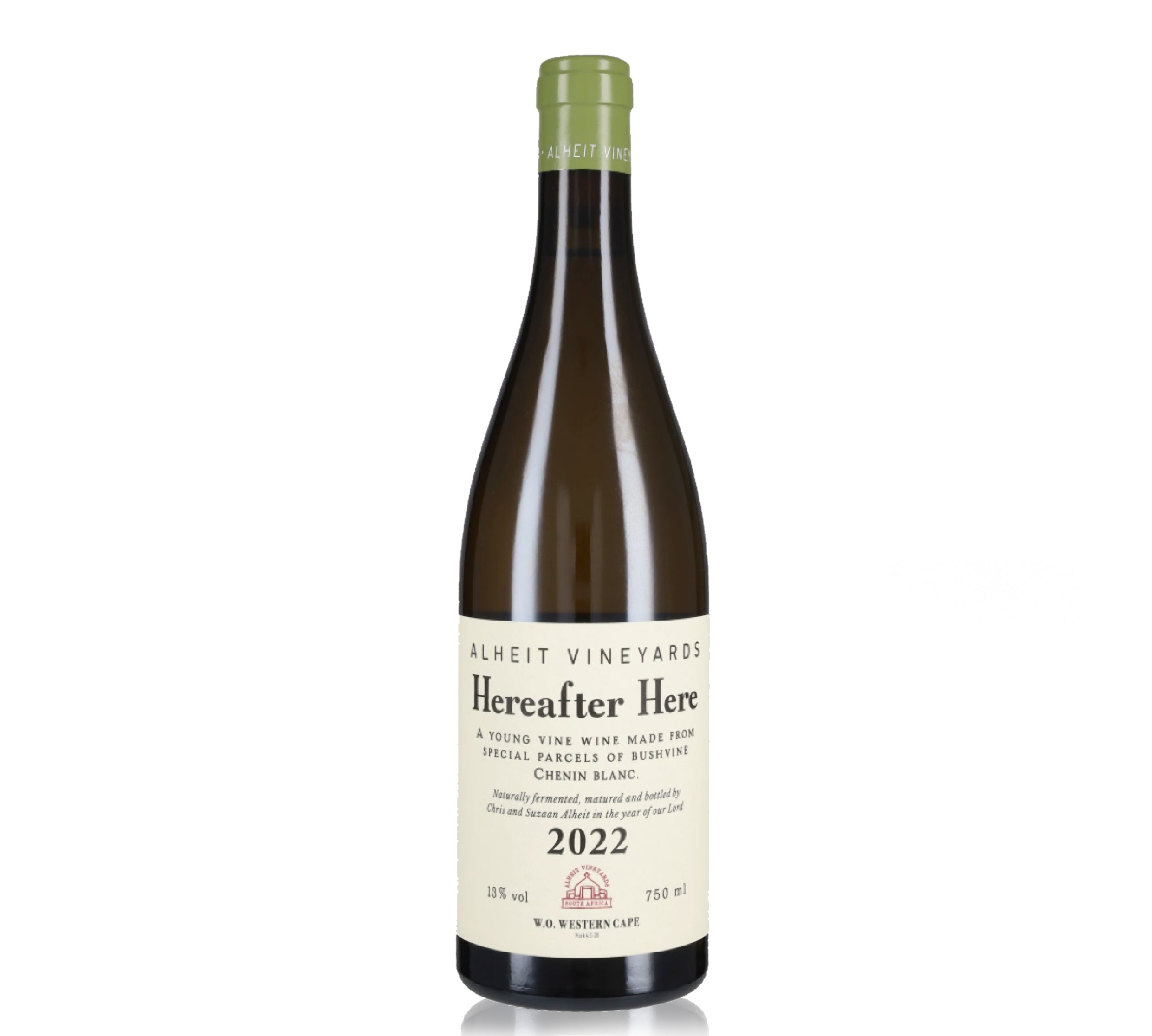 A bottle of Hereafter Here 2022 wine from Saleit Vineyards.