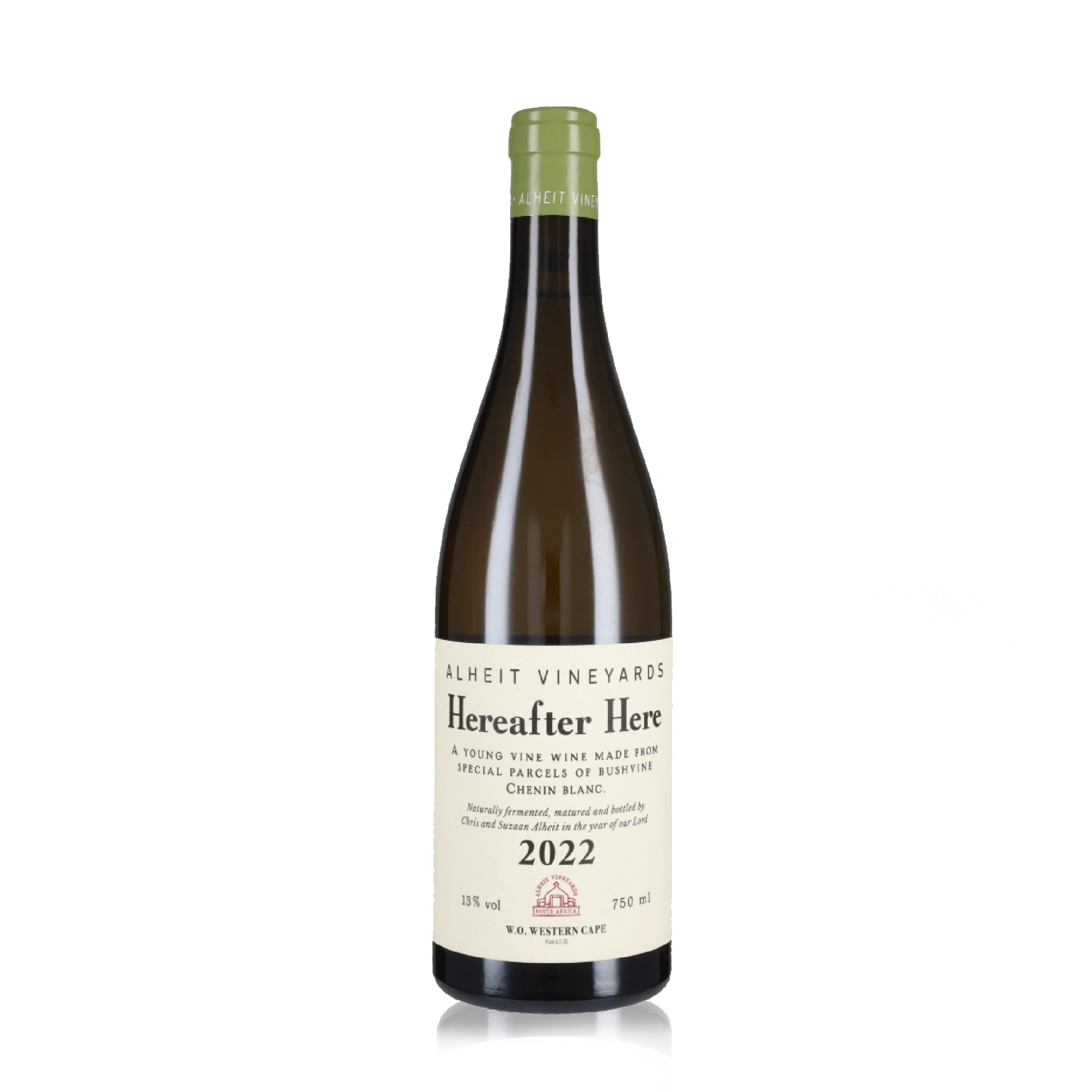 A bottle of Hereafter Here 2022 wine from Saleit Vineyards.