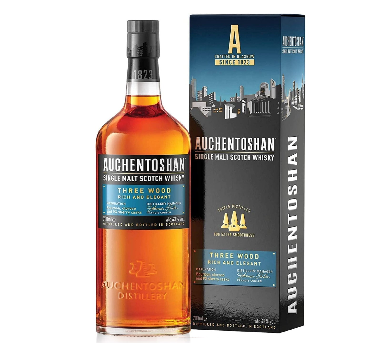 Auchentoshan Three Wood Single Malt Scotch Whisky 700ml bottle