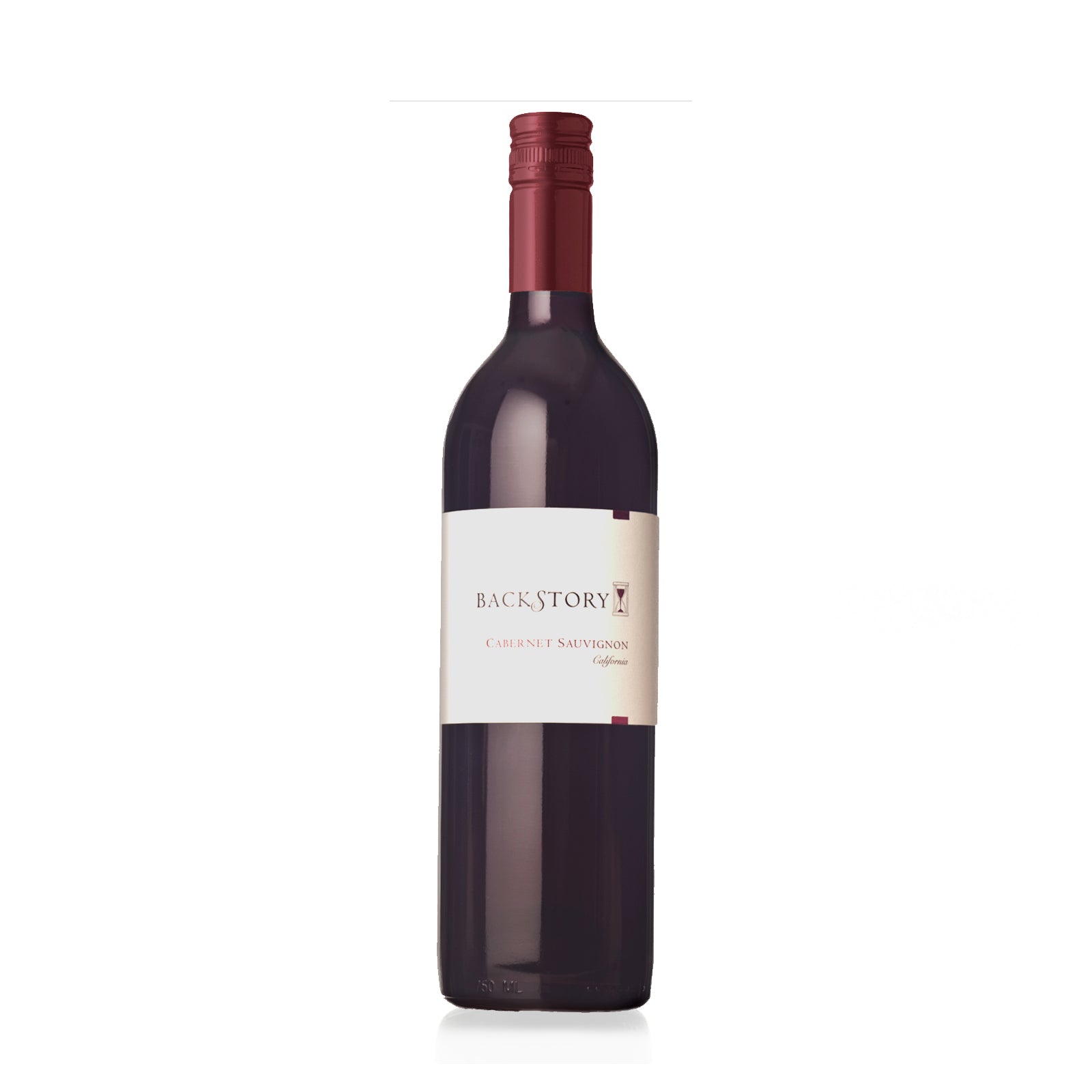 A bottle of Backstory Cabernet Sauvignon, 750ml, a red wine from California with a deep ruby color.