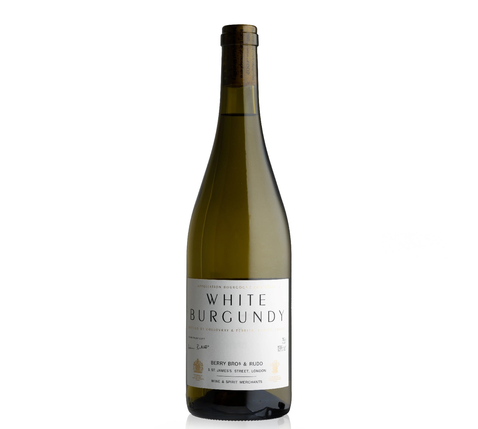 Bottle of Berry Bros & Rudd White Burgundy Terrier Collovray with citrus, green apple, and floral notes.