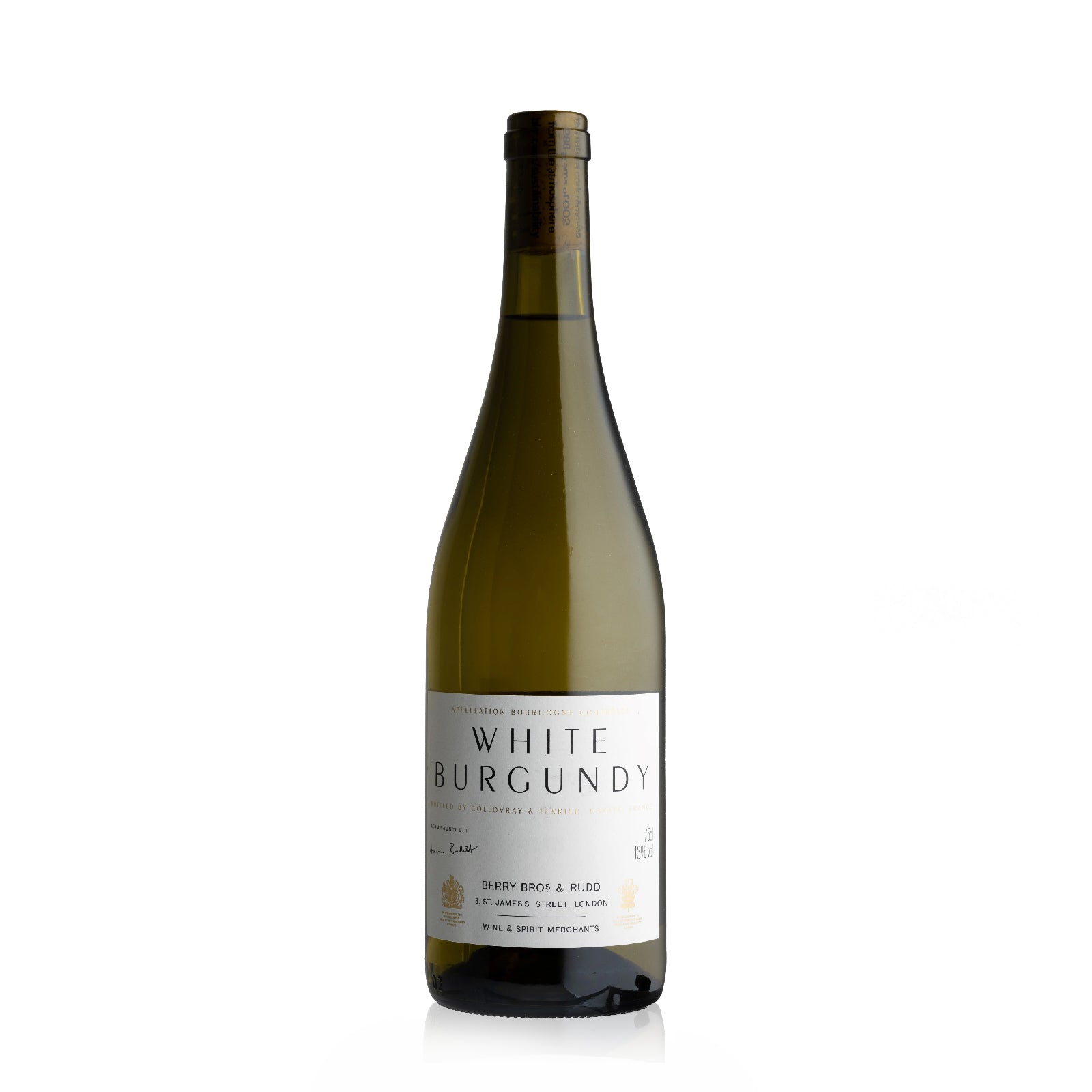 Bottle of Berry Bros & Rudd White Burgundy Terrier Collovray with citrus, green apple, and floral notes.