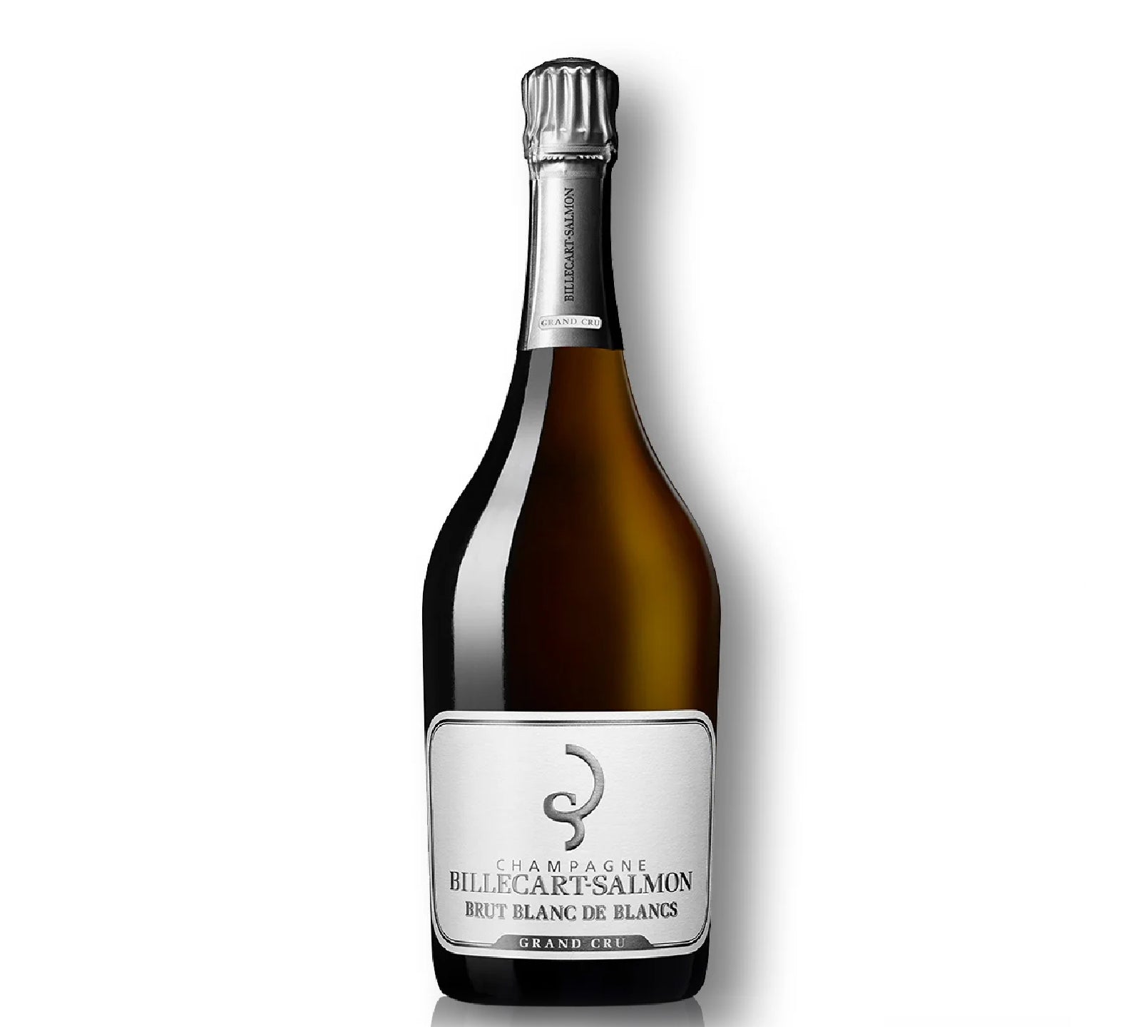 A bottle of Billergart Salmon Brut Blanc de Blancs Champagne.