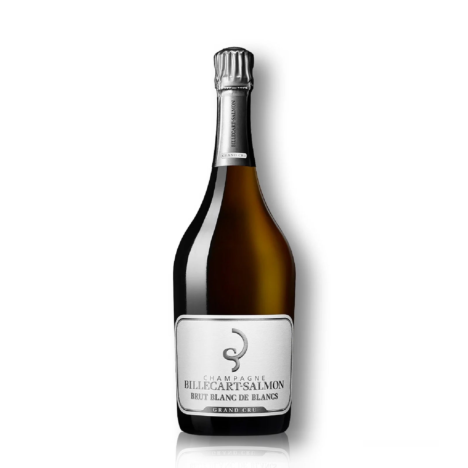 A bottle of Billergart Salmon Brut Blanc de Blancs Champagne.