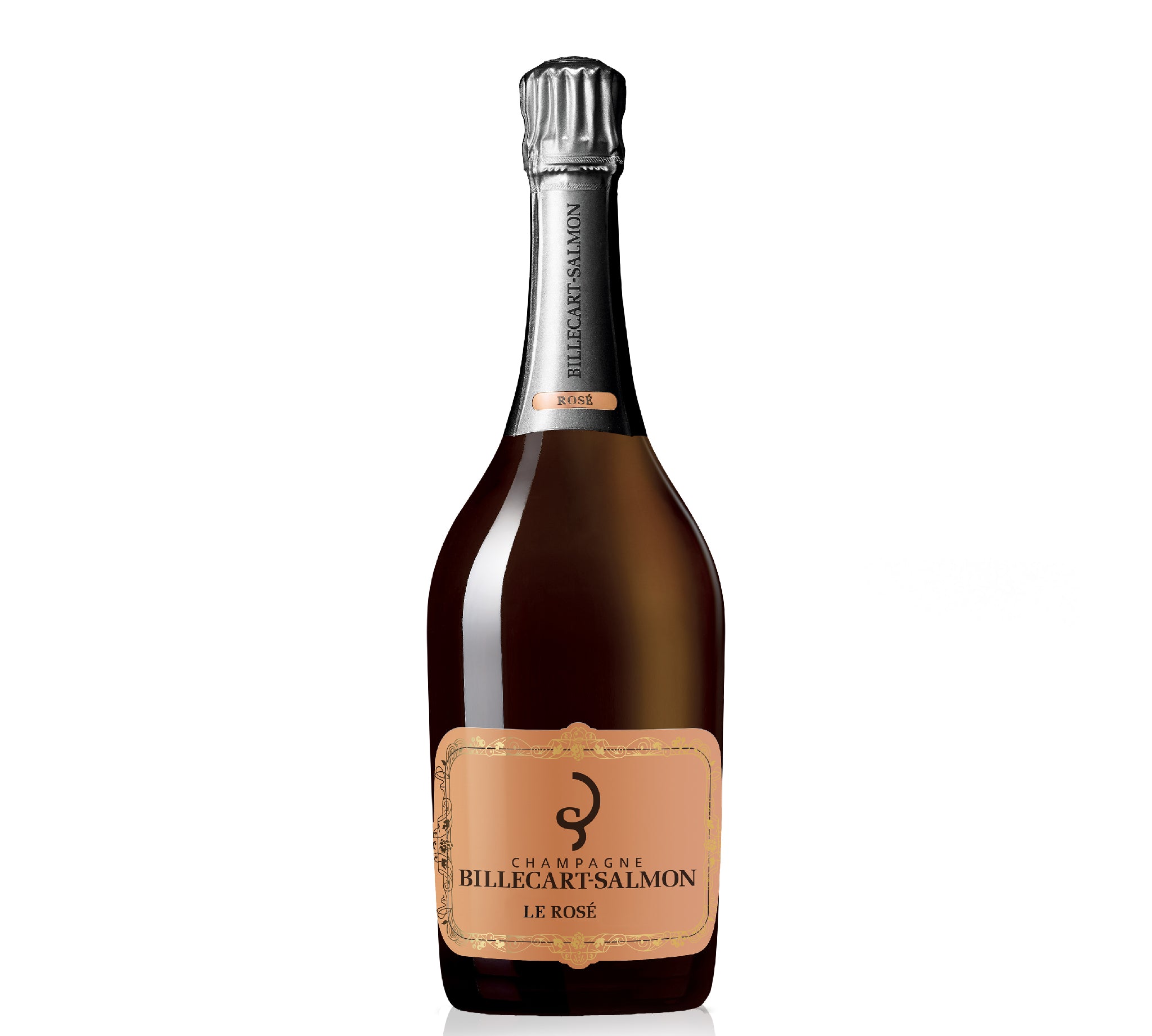 A bottle of Billecart Salmon Le Rose champagne.