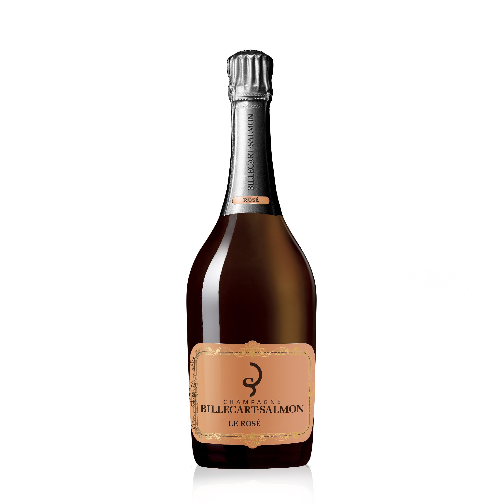 A bottle of Billecart Salmon Le Rose champagne.
