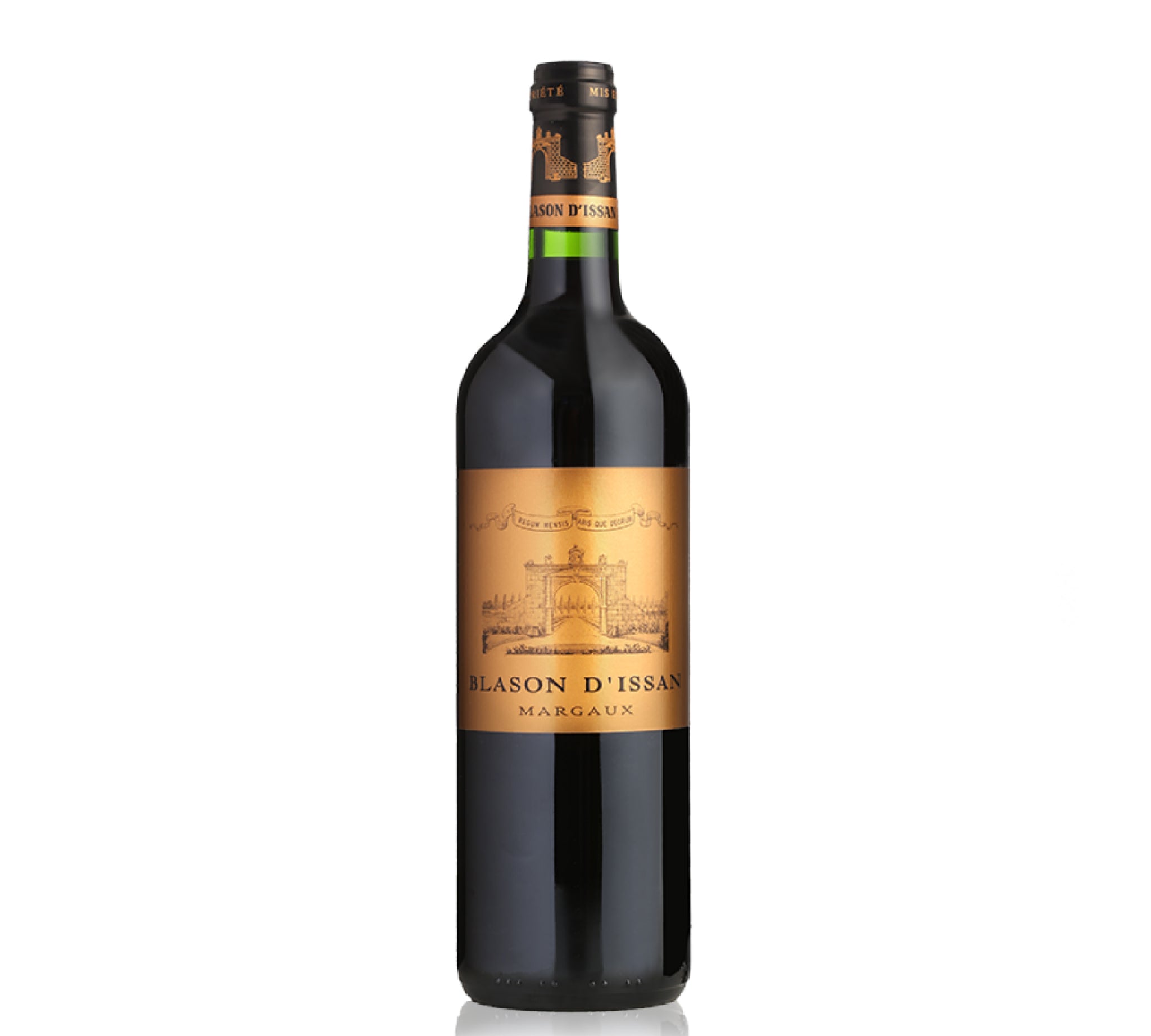 A bottle of Blason d'Issan Margaux red wine. 