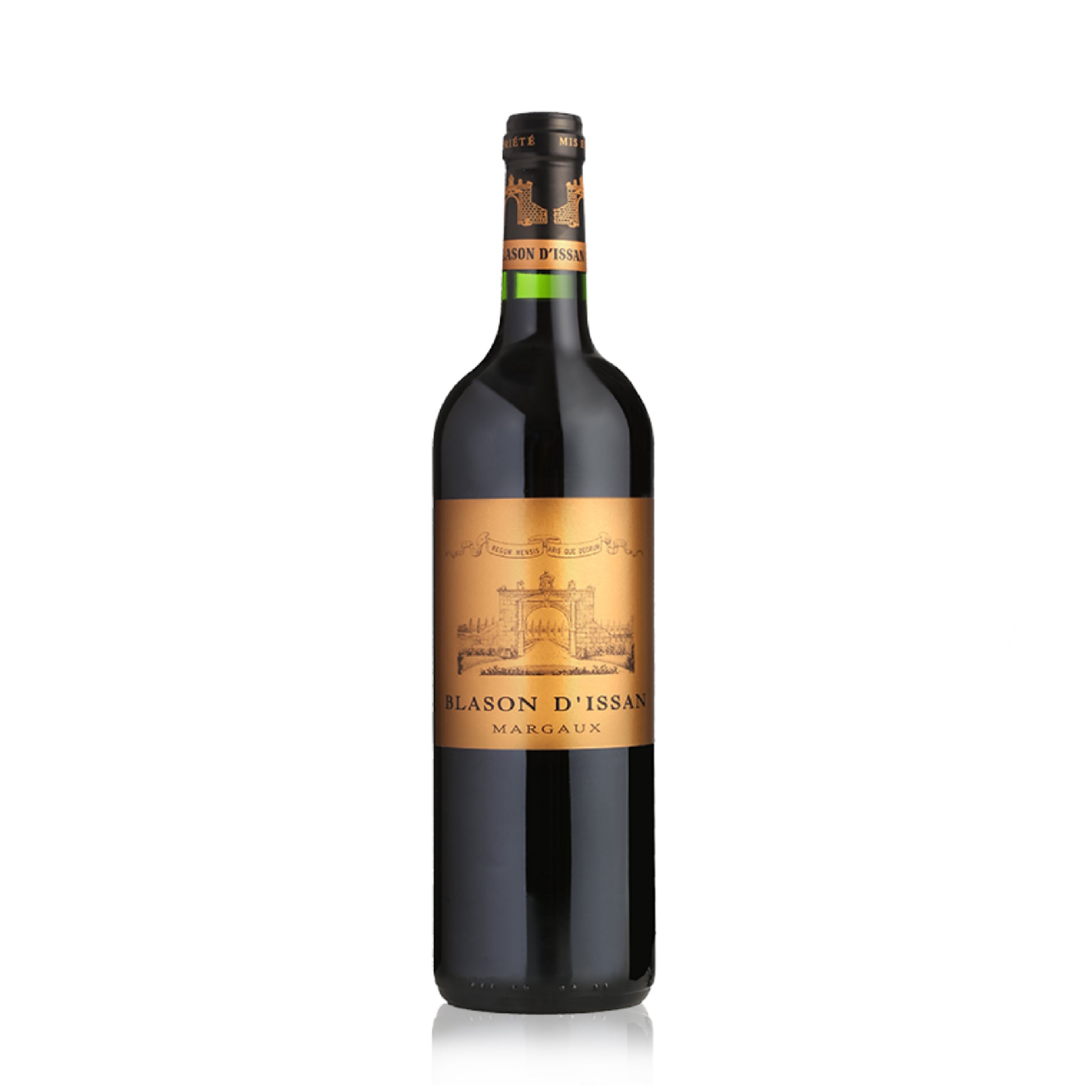 A bottle of Blason d'Issan Margaux red wine. 