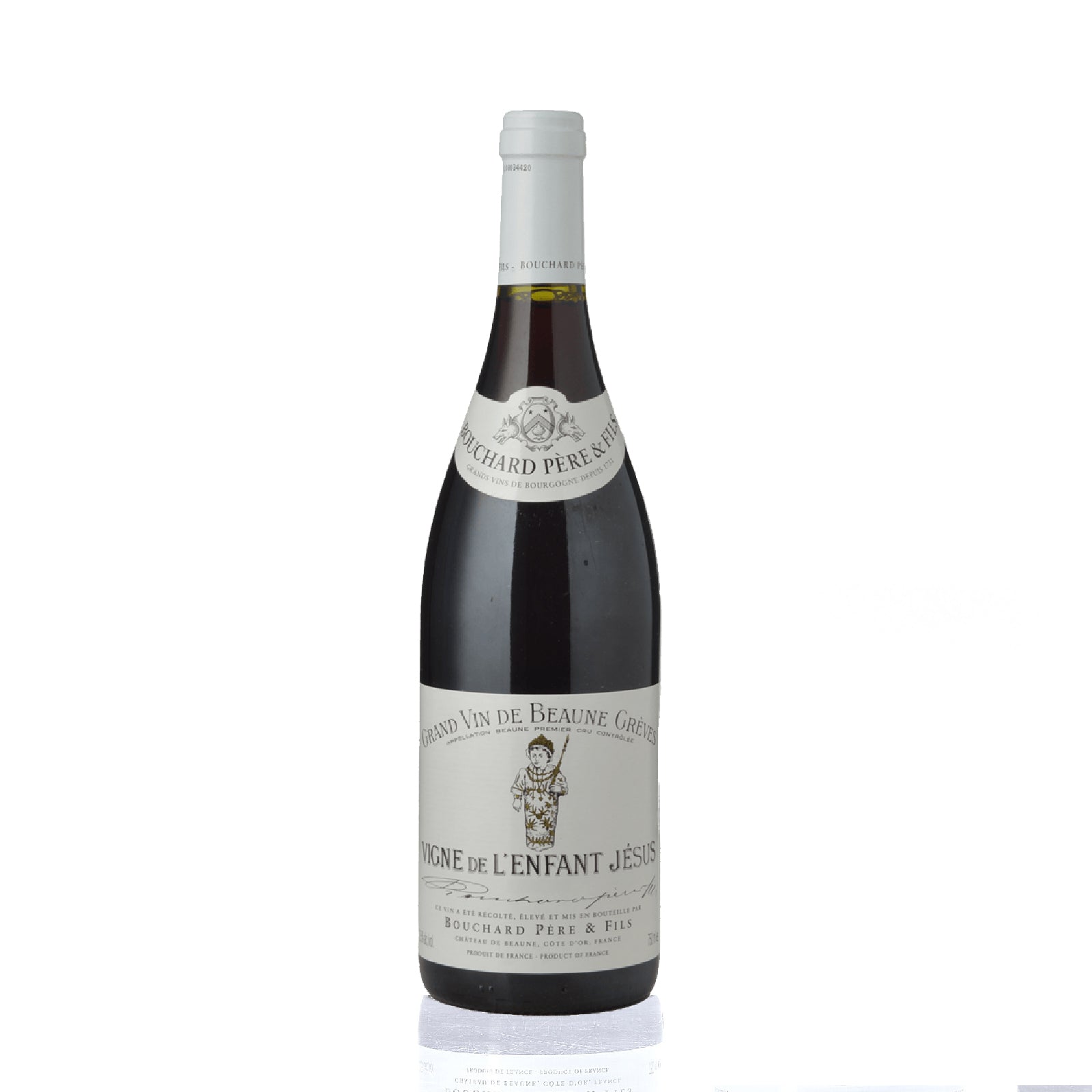 Bottle of Bouchard Père & Fils Beaune Grèves “Vigne de l’Enfant Jésus” with cherry, raspberry, spice, and earthy notes.