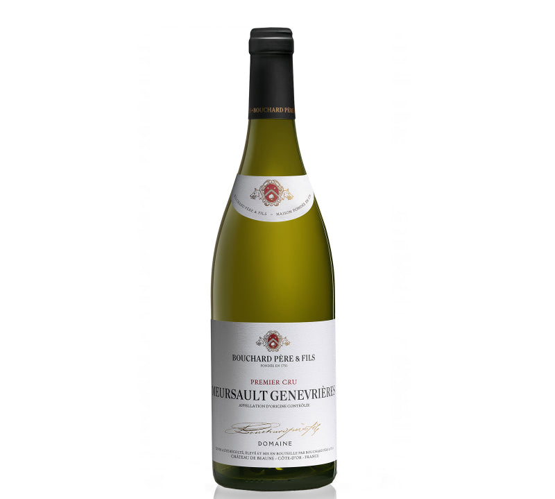 A bottle of Bouchard Pere & Fils Meursault Genevrieres Premier Cru white wine