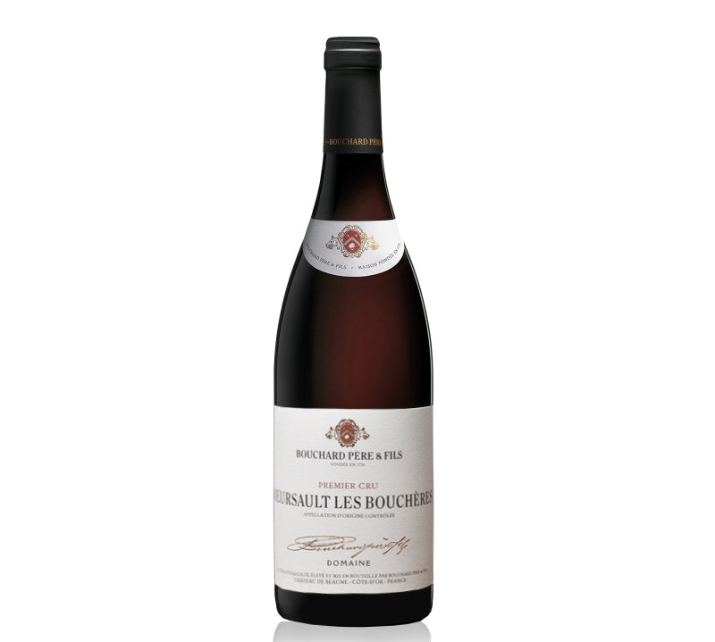 A bottle of Bouchard Pere & Fils Meursault 1er Cru Les Boucheres red wine