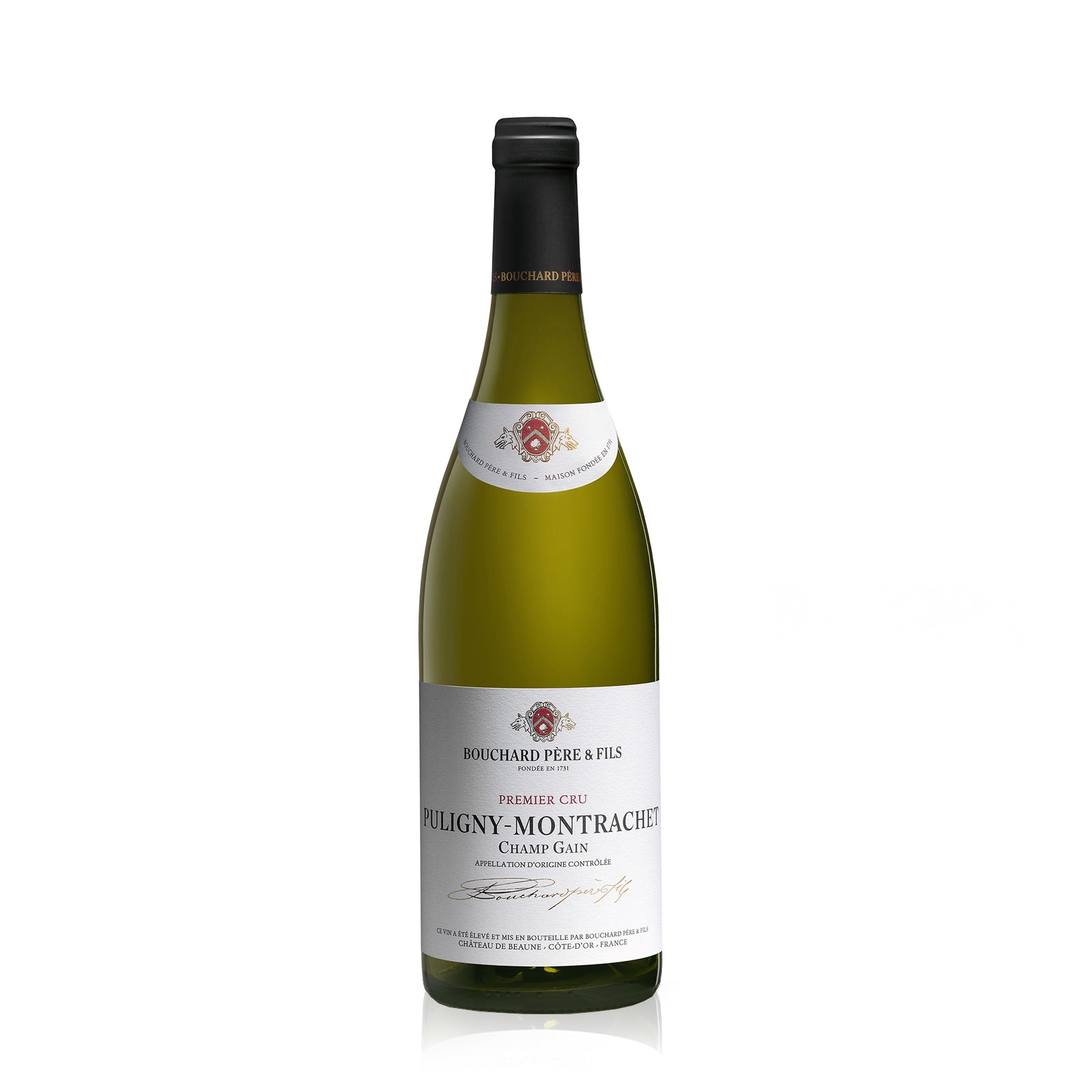 A bottle of Bouchard Pere & Fils Puligny Montrachet Champ Gain white wine