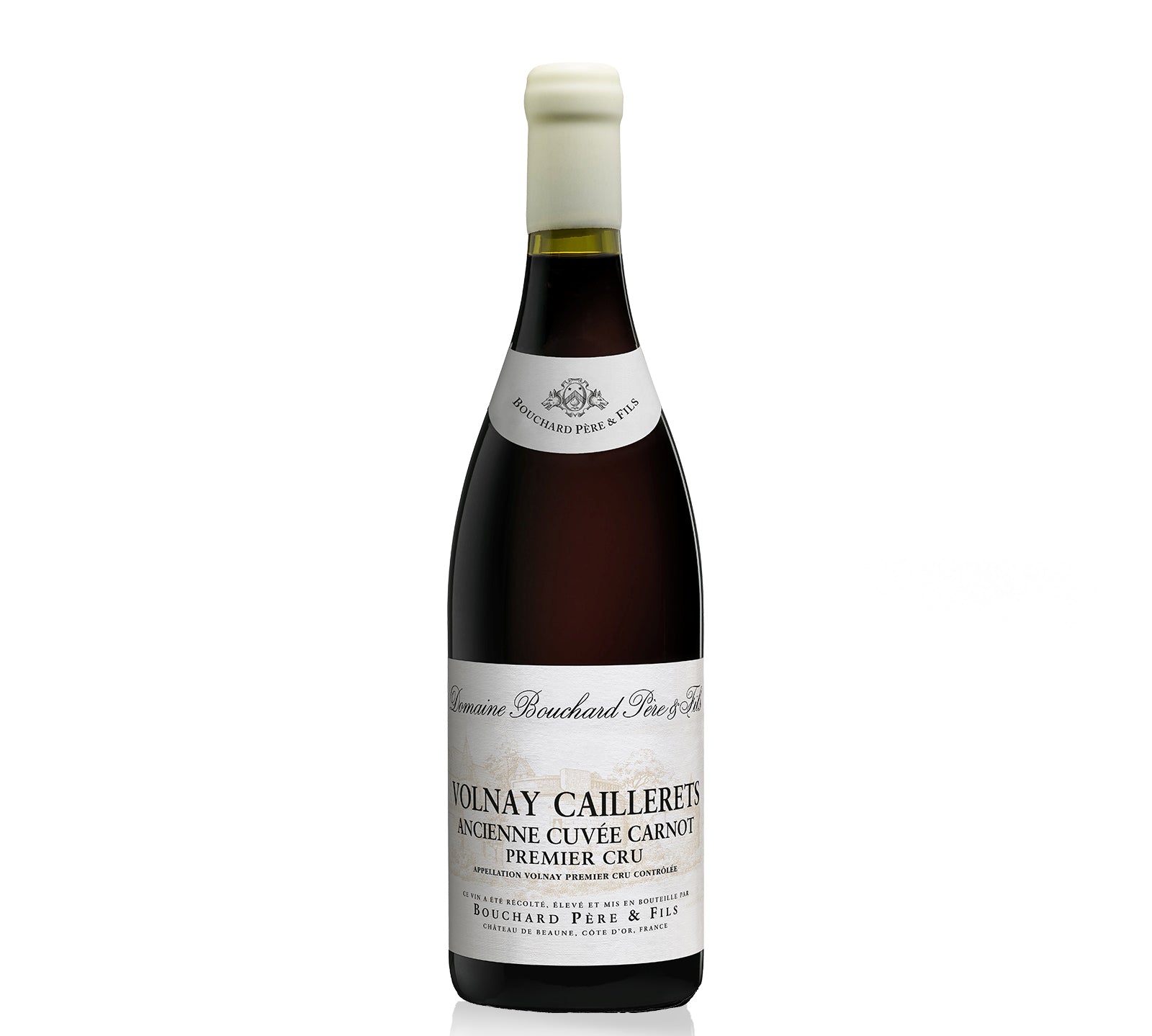 A bottle of Bouchard Pere & Fils Volnay-Les-Caillerets Ancienne Carnot Rouge Premier Cru red wine.