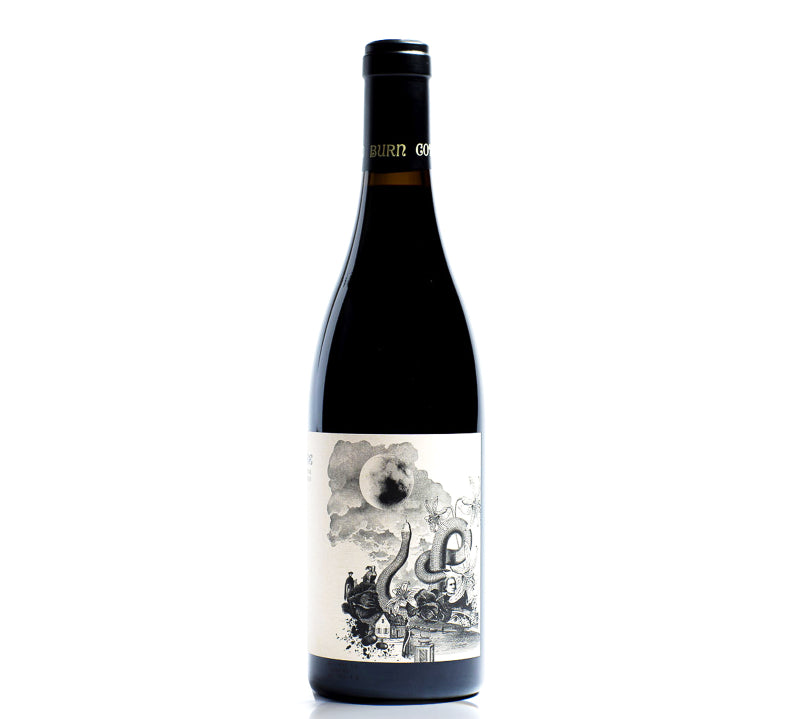 A bottle of Burn Cottage Pinot Noir red wine