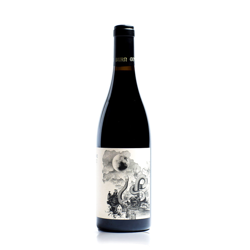 A bottle of Burn Cottage Pinot Noir red wine