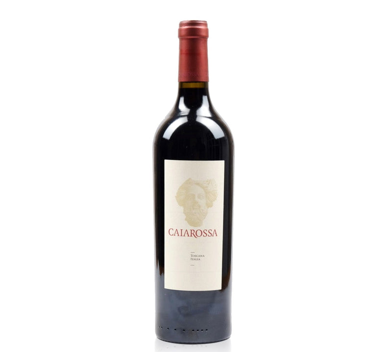 A bottle of Caiarossa Toscana red wine.