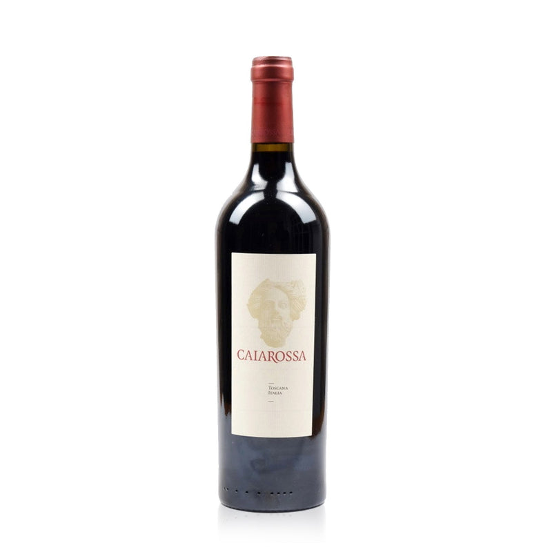 A bottle of Caiarossa Toscana red wine.