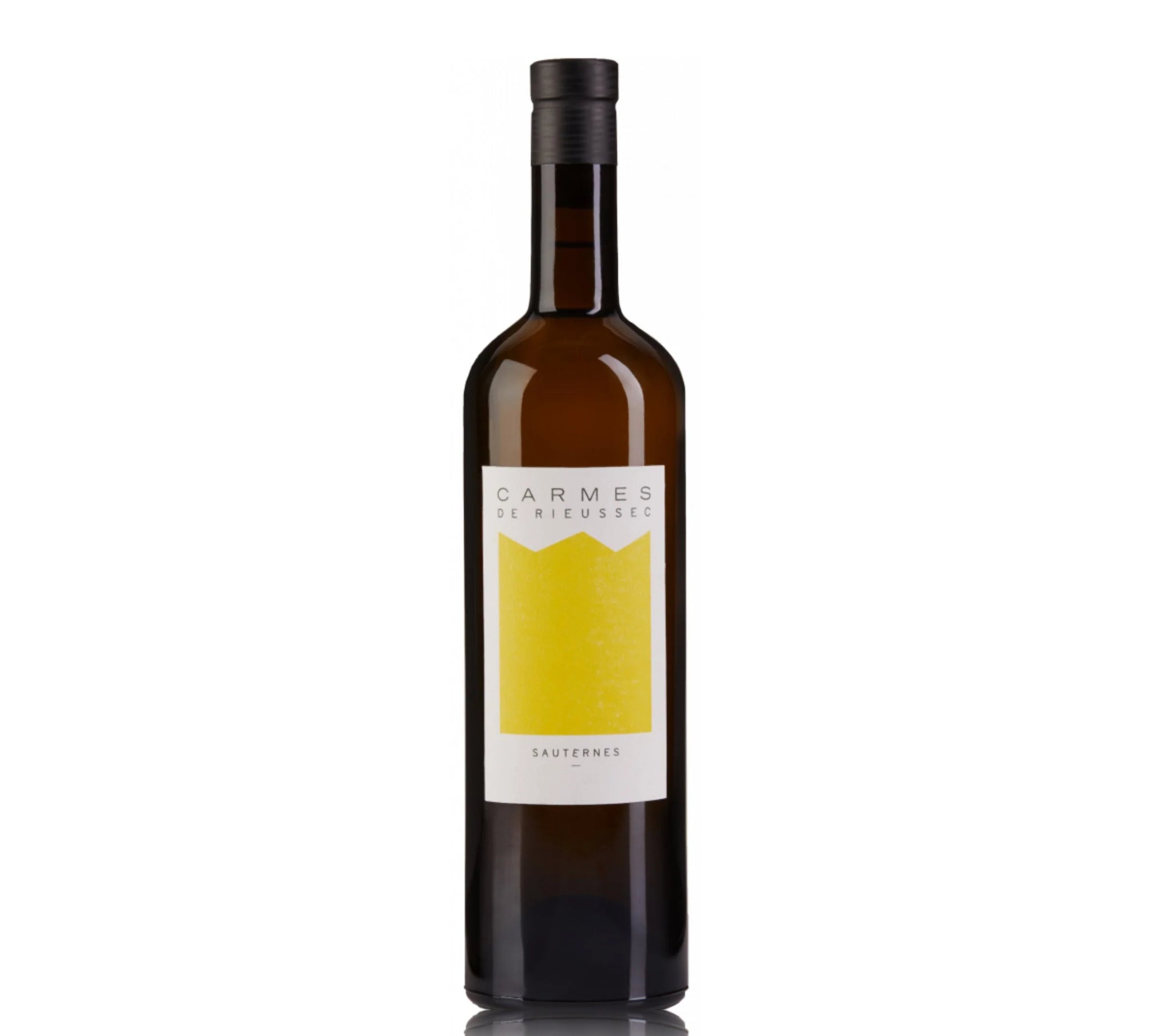 A bottle of Carmes de Rieussec Sauternes white wine