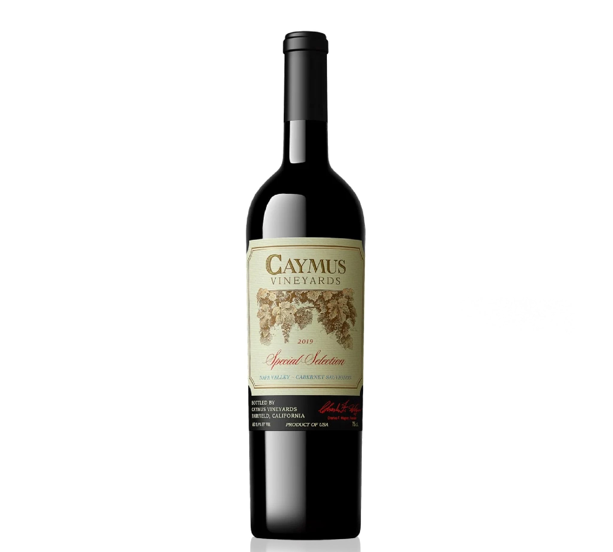 A bottle of Caymus Special Selection Cabernet Sauvignon 2019 red wine