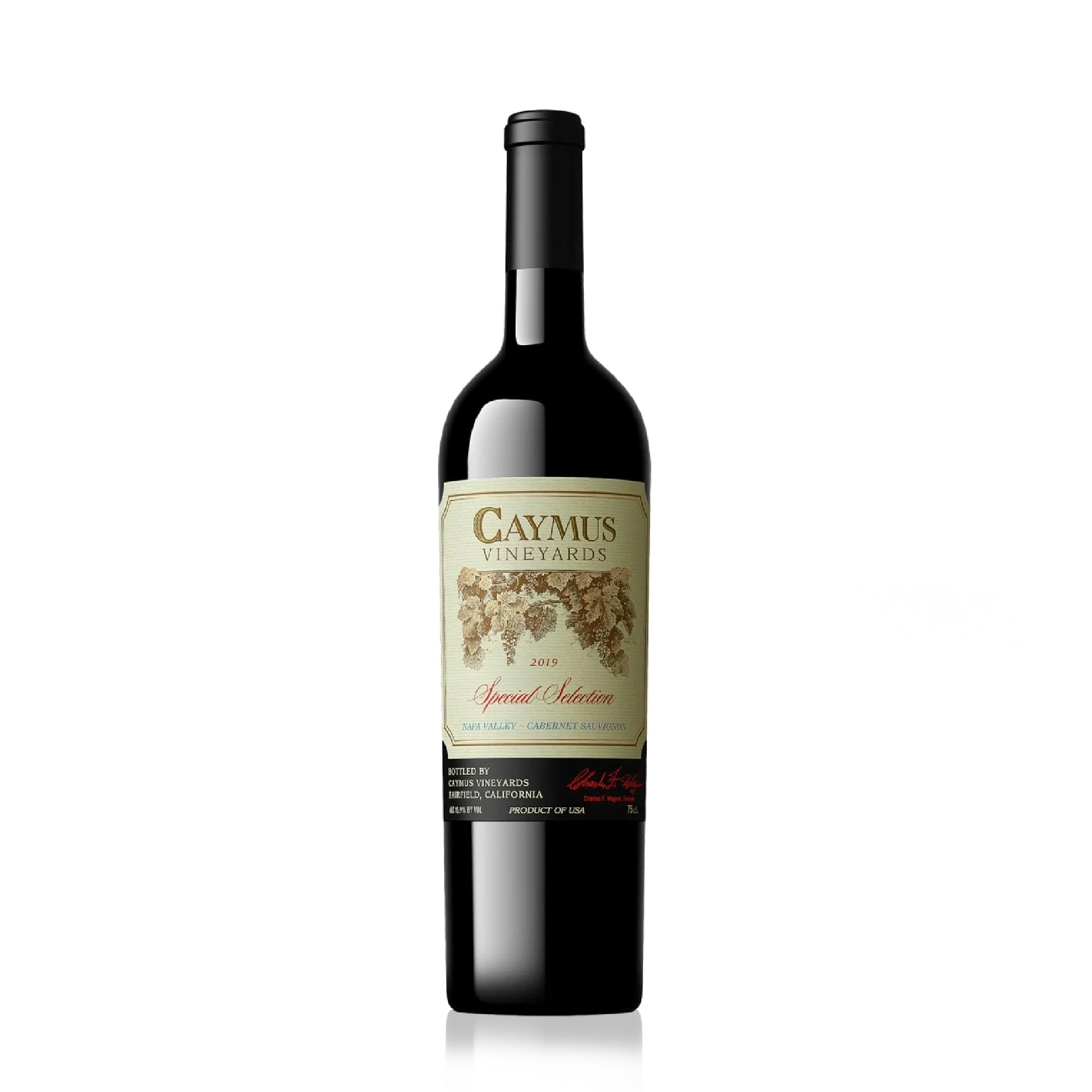 A bottle of Caymus Special Selection Cabernet Sauvignon 2019 red wine