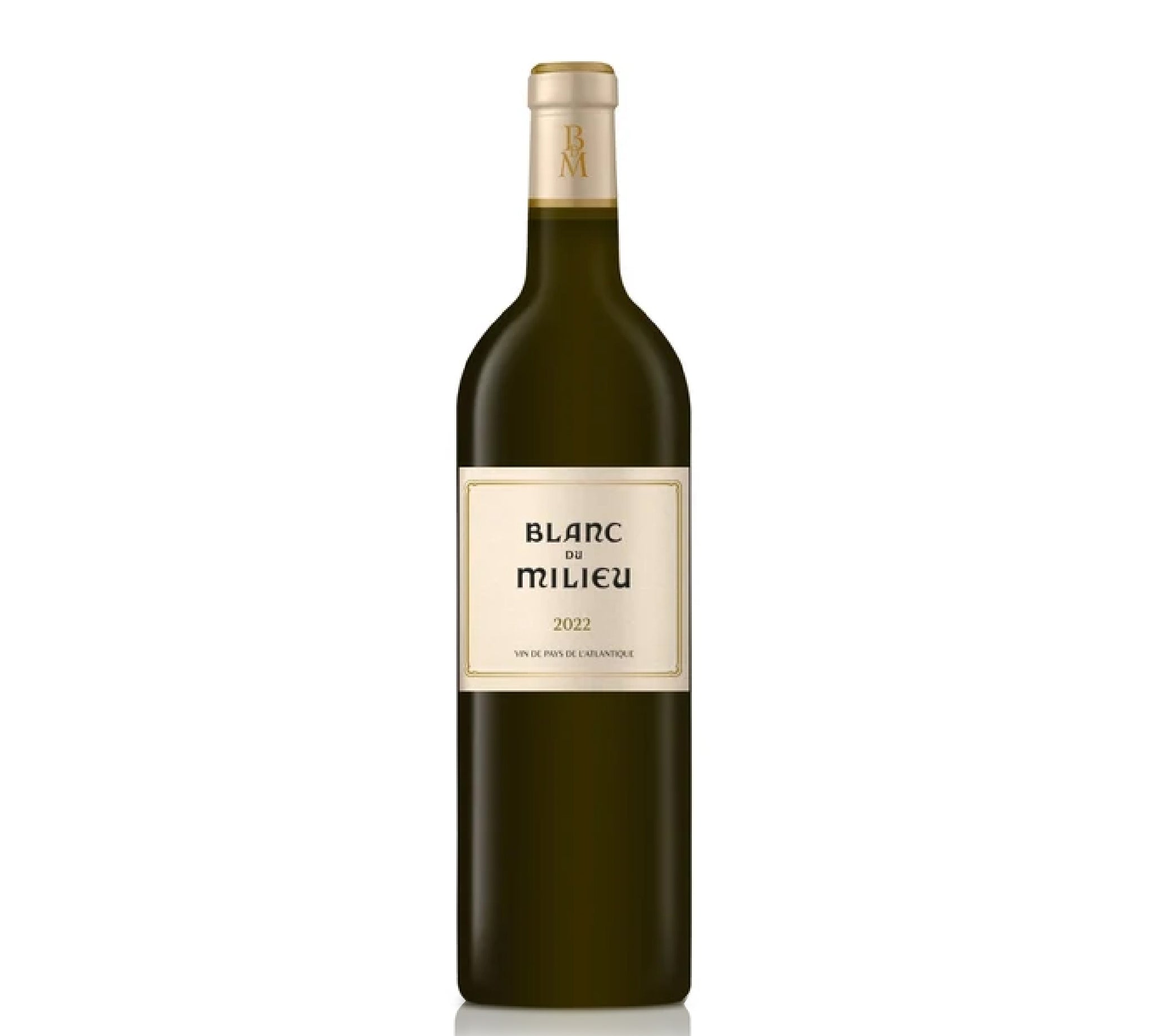 A bottle of Chateau Angelus Blanc du Milieu IGP Atlantique white wine.
