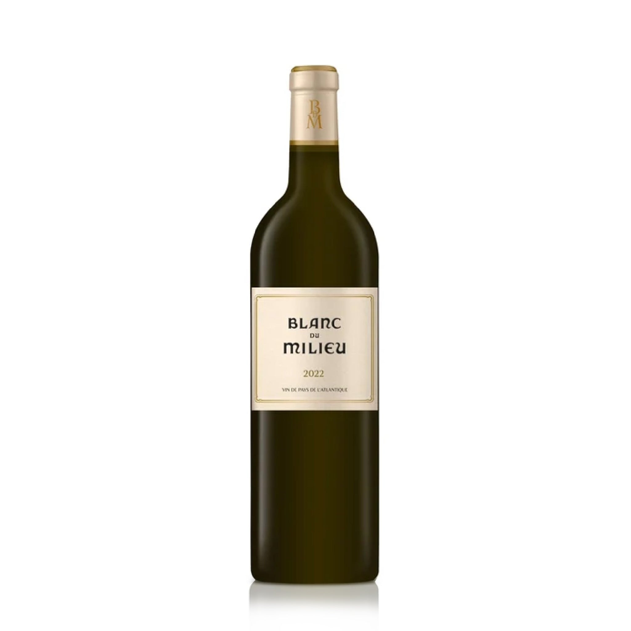 A bottle of Chateau Angelus Blanc du Milieu IGP Atlantique white wine.