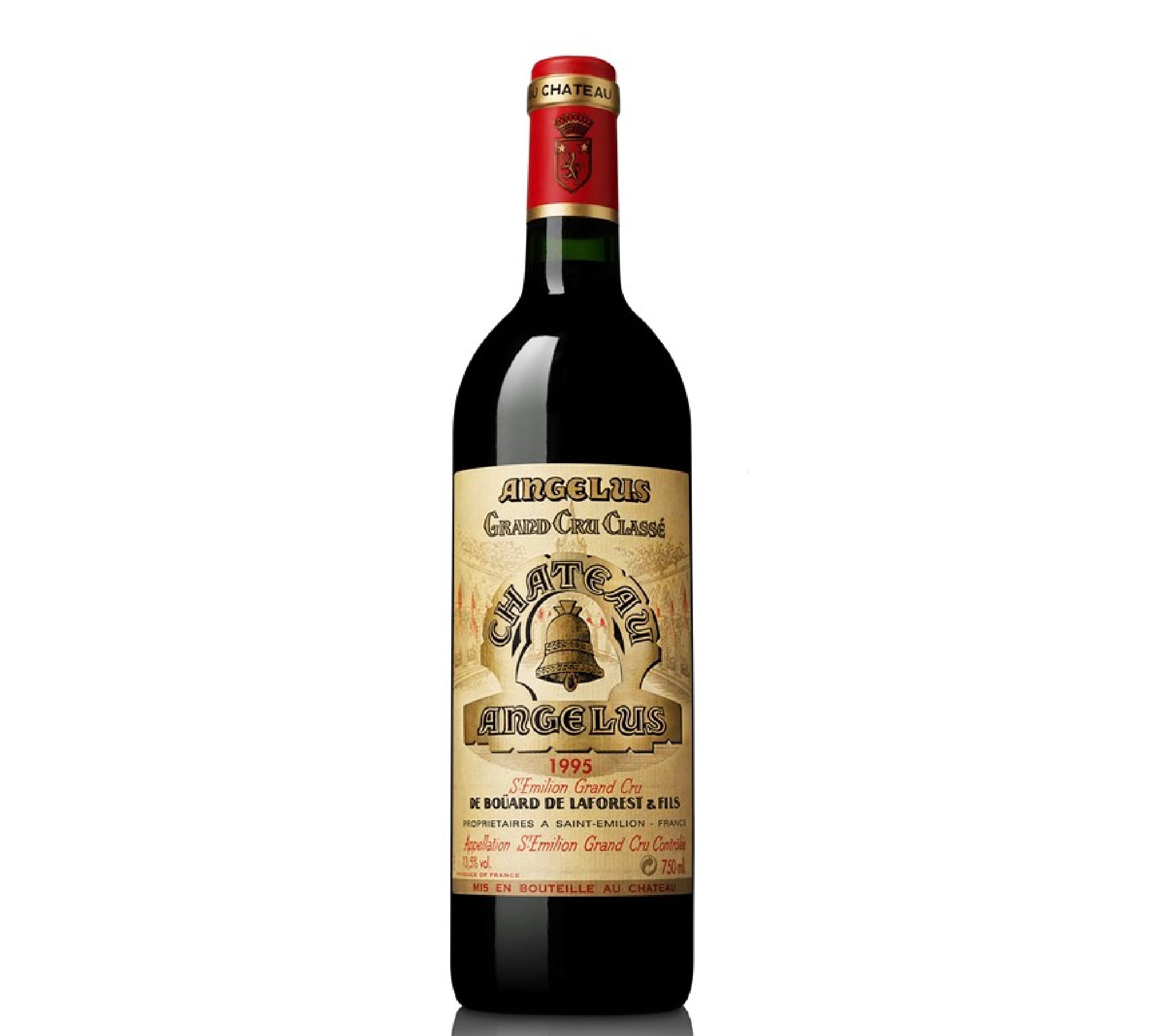 A bottle of Chateau Angelus 1995 red wine.