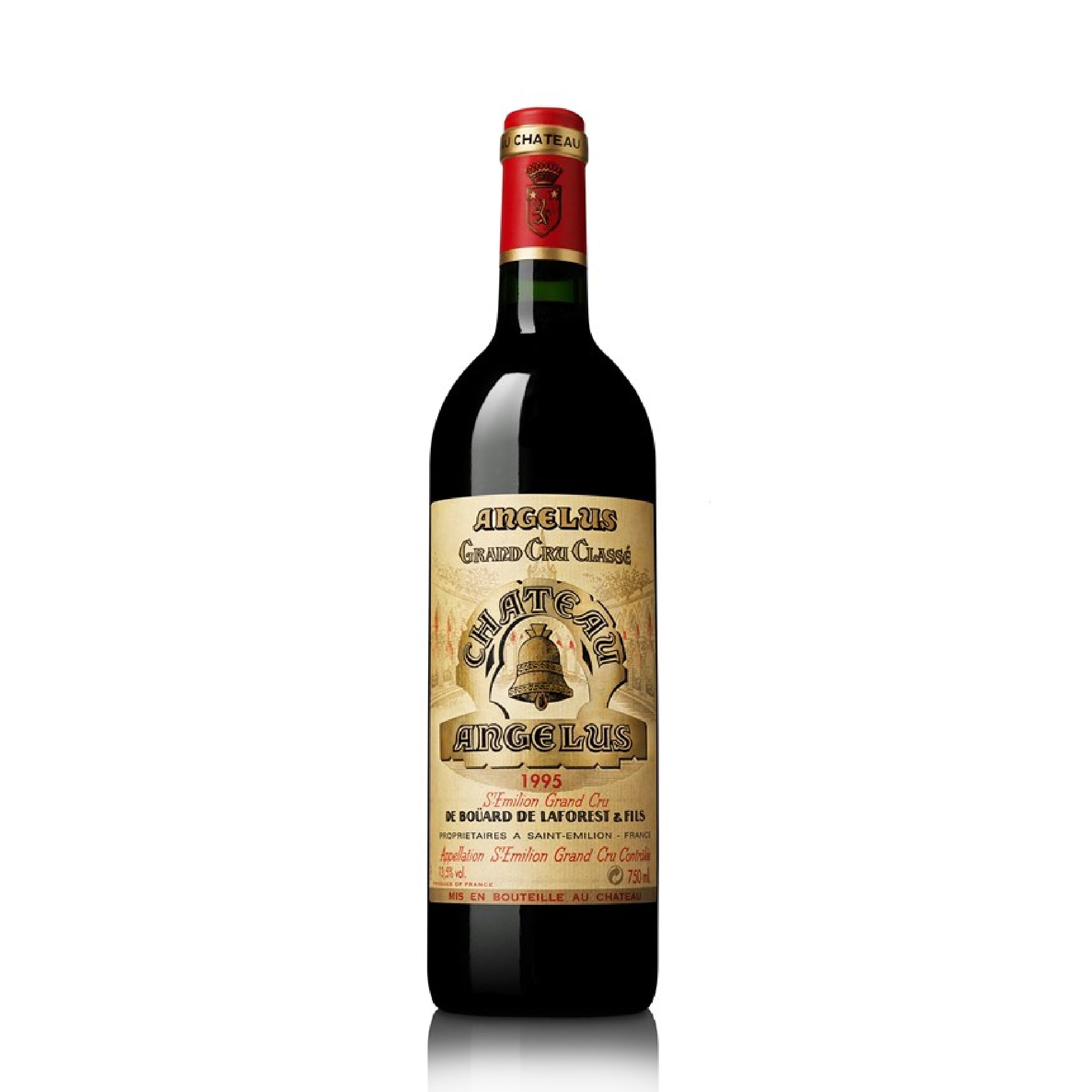 A bottle of Chateau Angelus 1995 red wine.