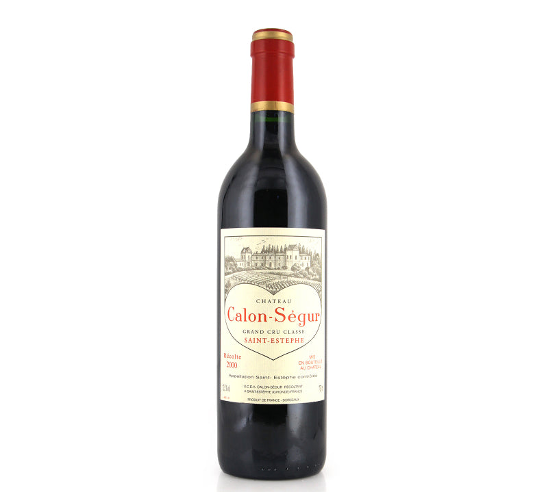 A bottle of Chateau Calon Segur Saint Estephe 2000 red wine