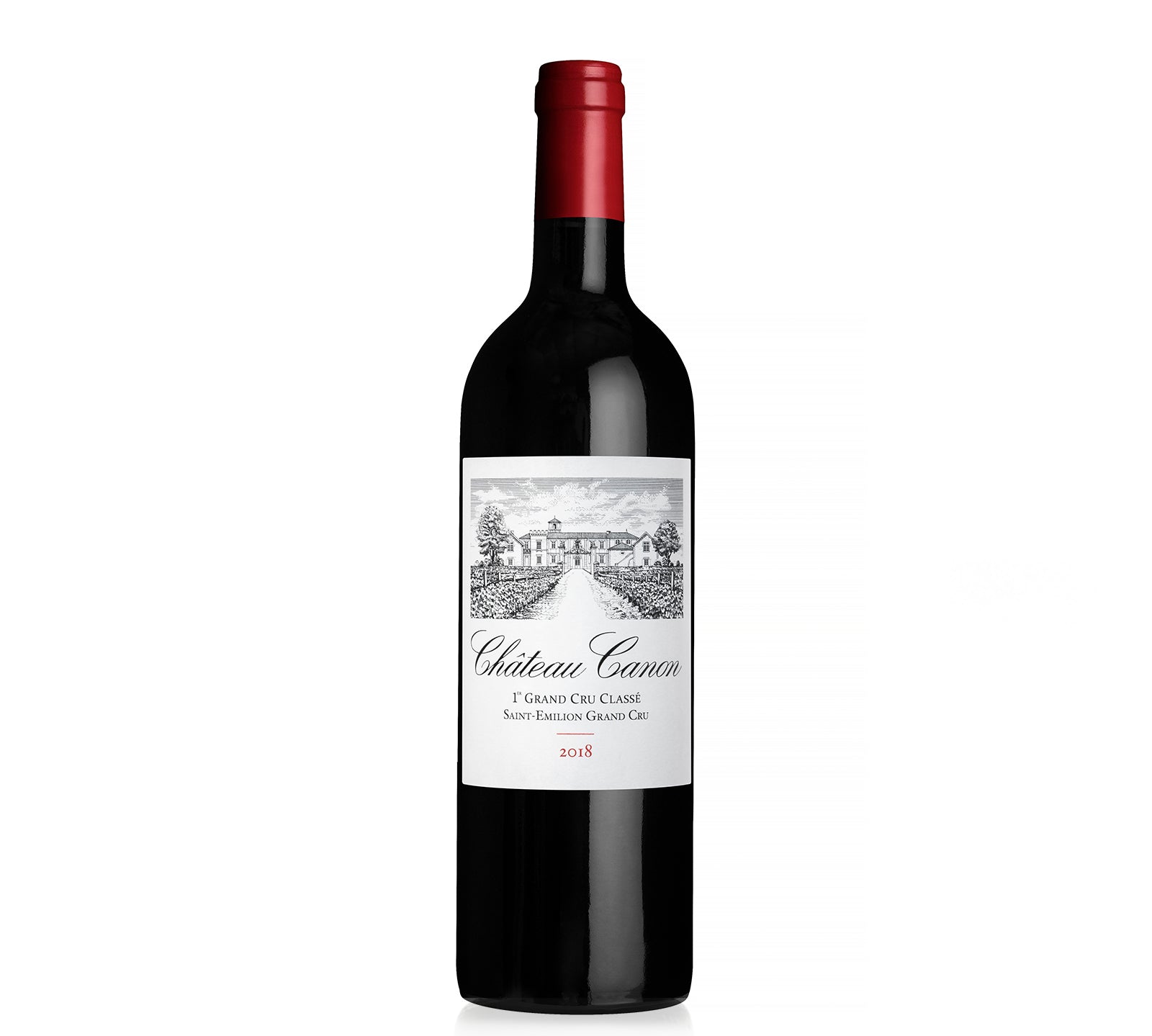 A bottle of 2018 Chateau Canon St-Emilion red wine