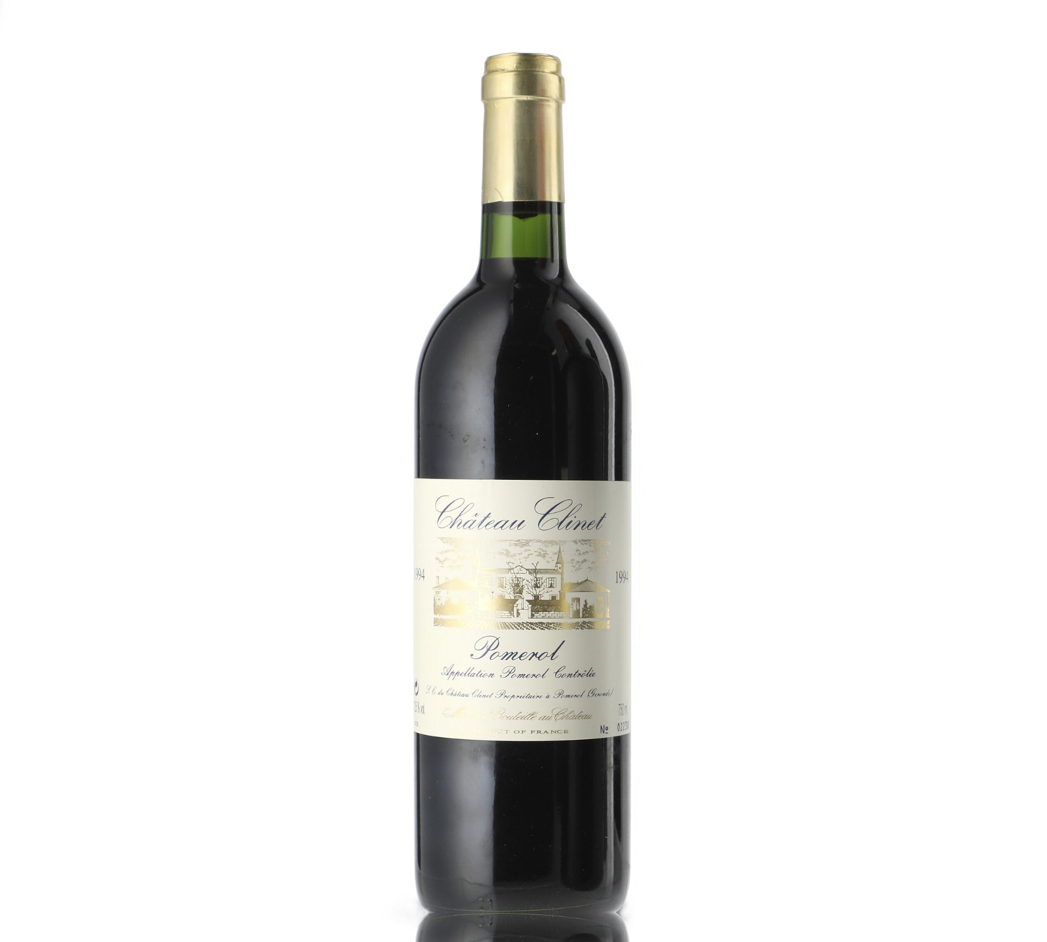 Bottle of Chateau Clinet Pomerol 1994 red wine