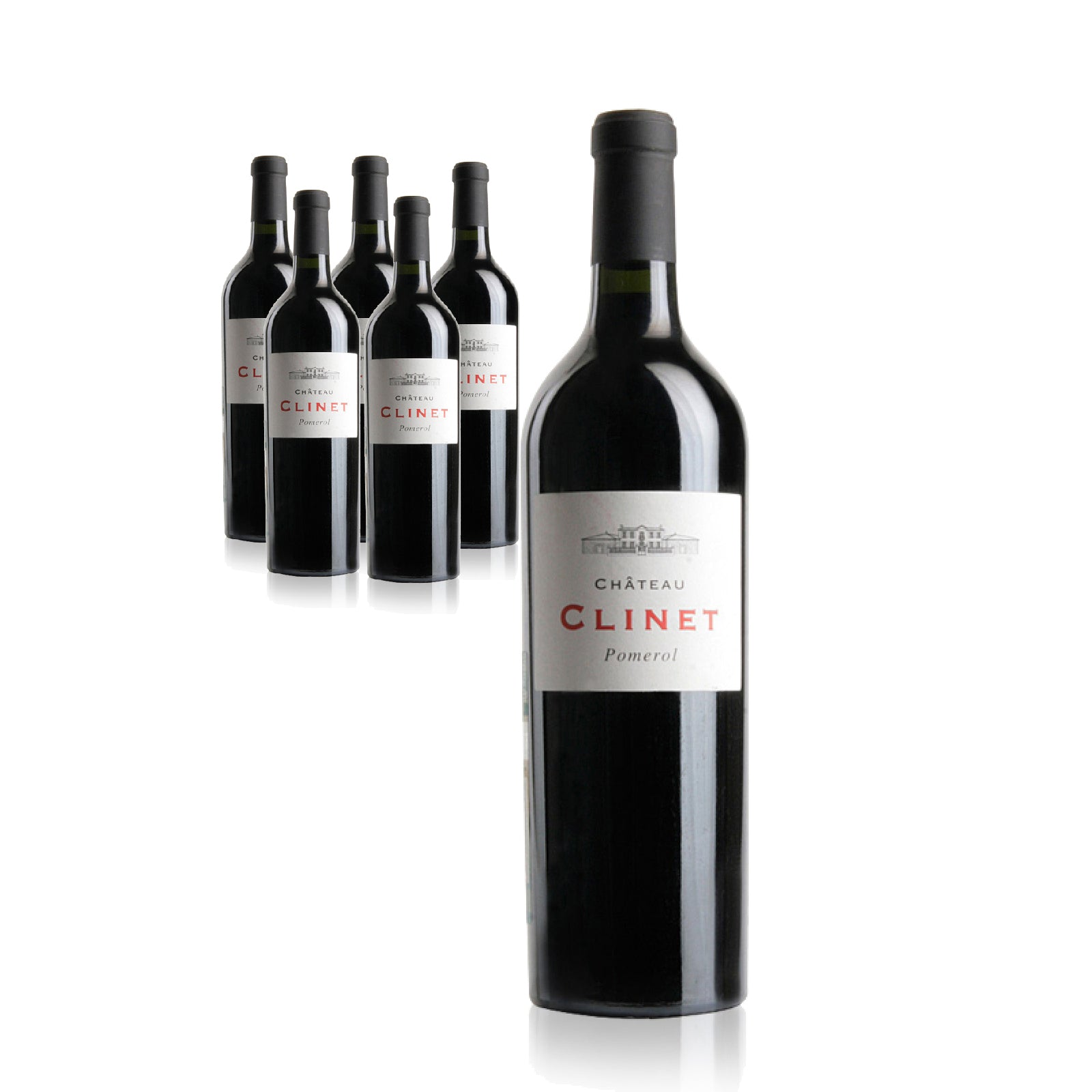6 bottles of Château Clinet Pomerol 750ml with plum, black cherry, and chocolate notes.