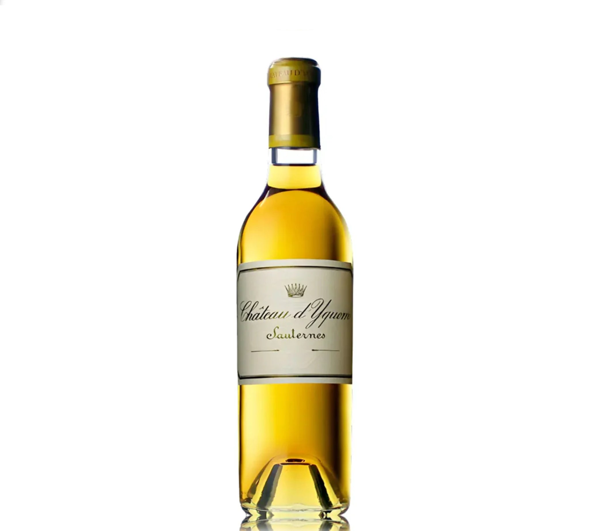 A hal bottle of Chateau d'Yquem white wine