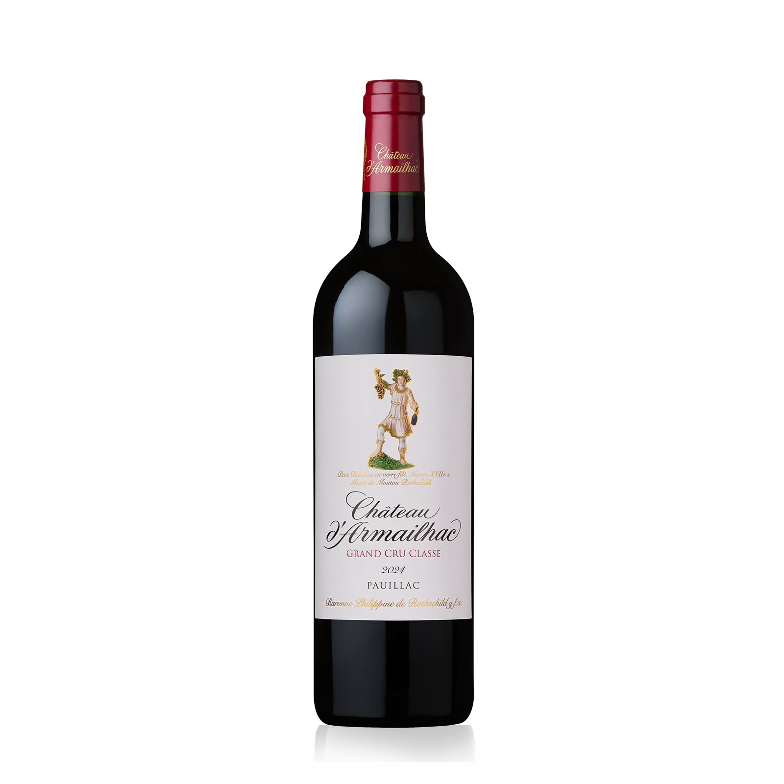 Bottle of Château d’Armailhac 2024 with blackcurrant, plum, and spice notes.