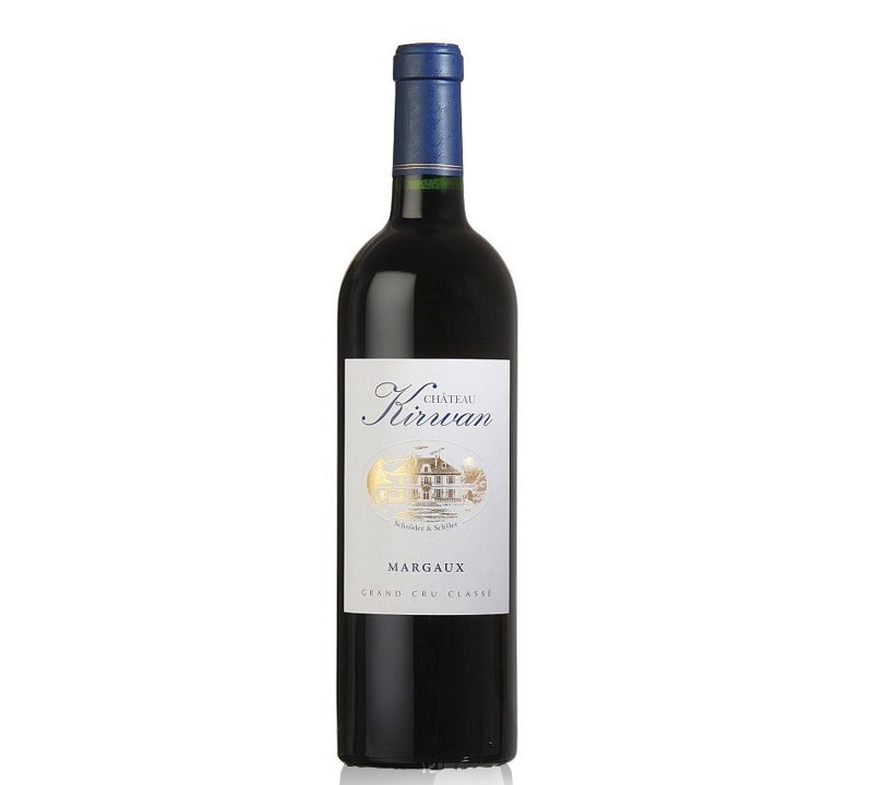 A bottle of Chateau Kirwan Margaux red wine
