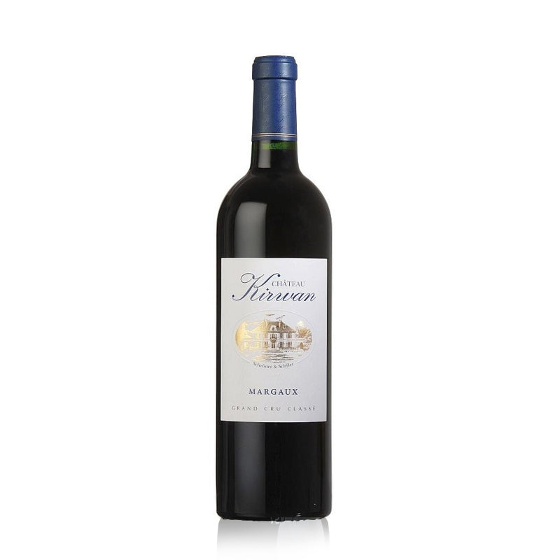 A bottle of Chateau Kirwan Margaux red wine