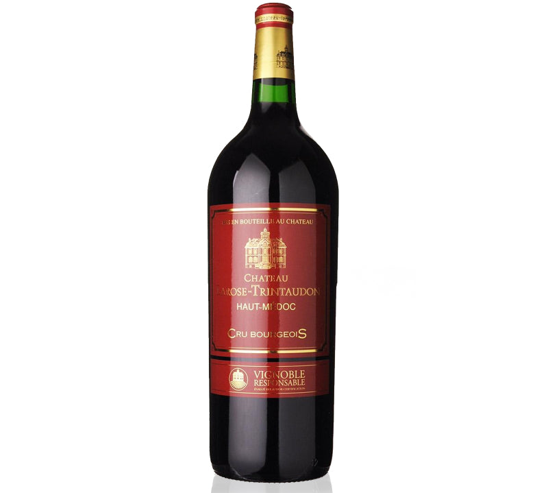 A magnum bottle of Chateau Larose Trintaudon red wine.