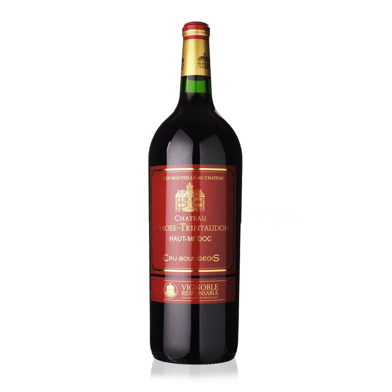 A magnum bottle of Chateau Larose Trintaudon red wine.