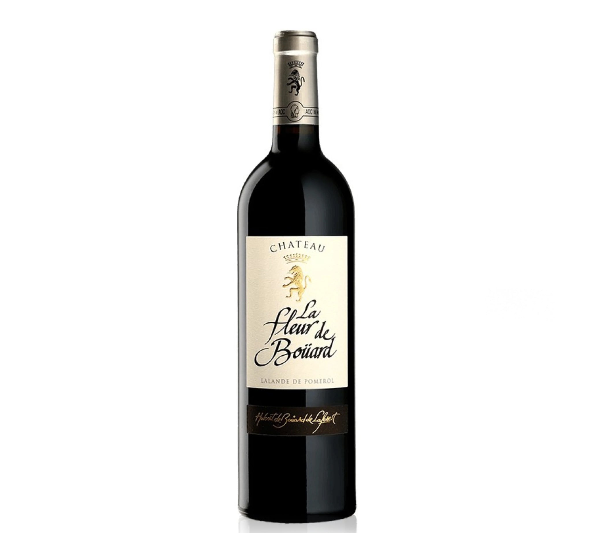 A bottle of Chateau Fleur de Bouard red wine.