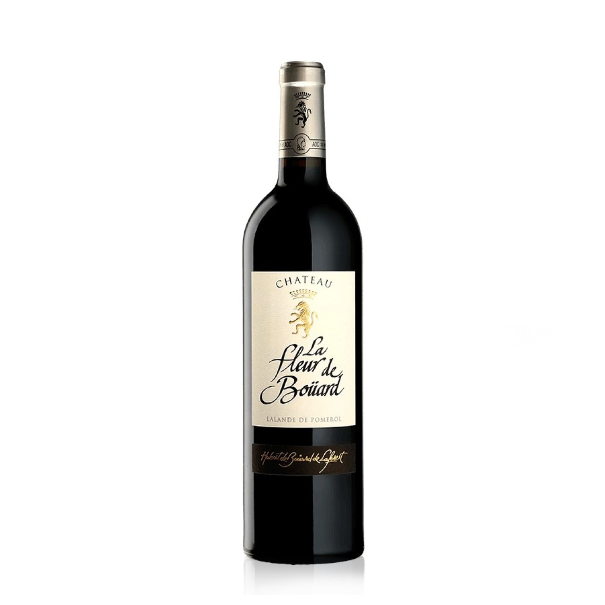 A bottle of Chateau Fleur de Bouard red wine.