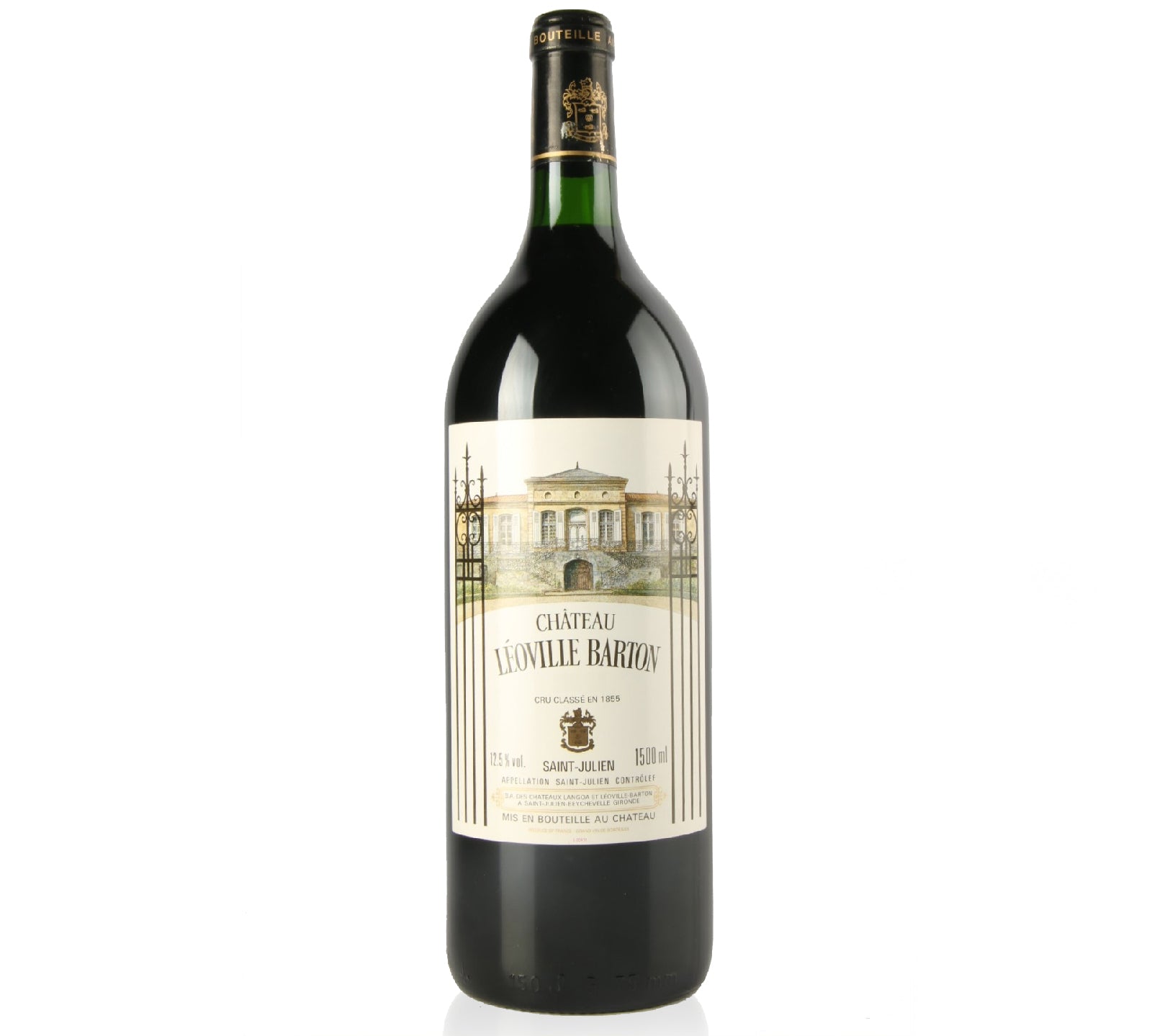 A magnum bottle of Chateau Leoville Barton St-Julien red wine