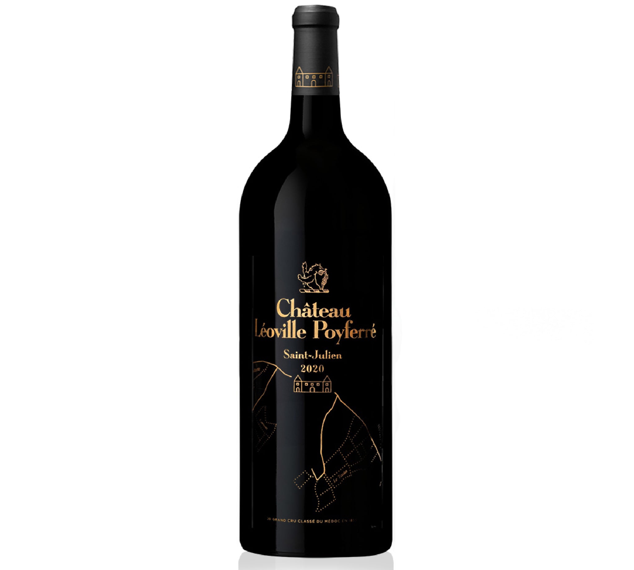 A magnum size bottle of Château Lôvillé-Payrét Saint-Julien 2020 red wine.