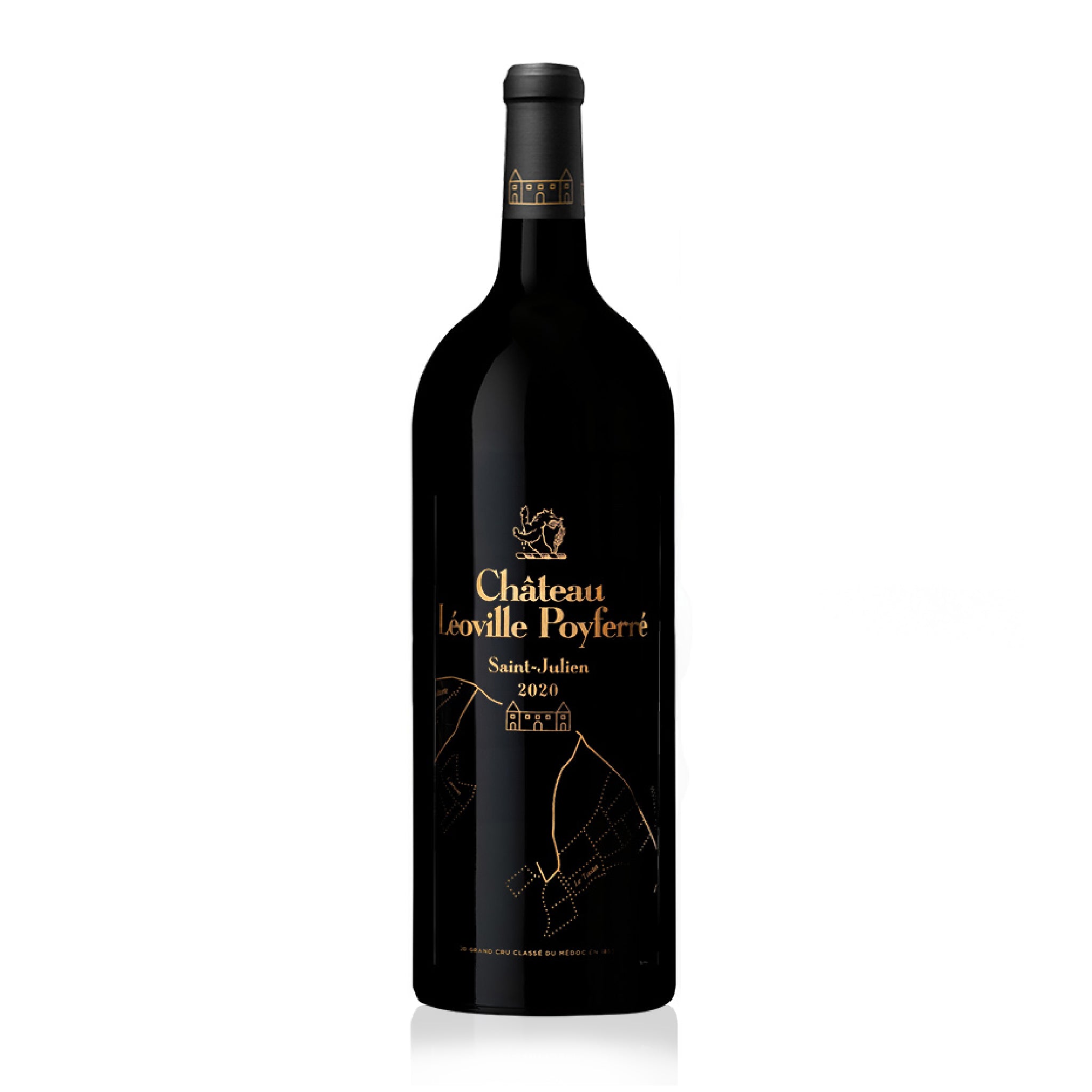 A magnum size bottle of Château Lôvillé-Payrét Saint-Julien 2020 red wine.