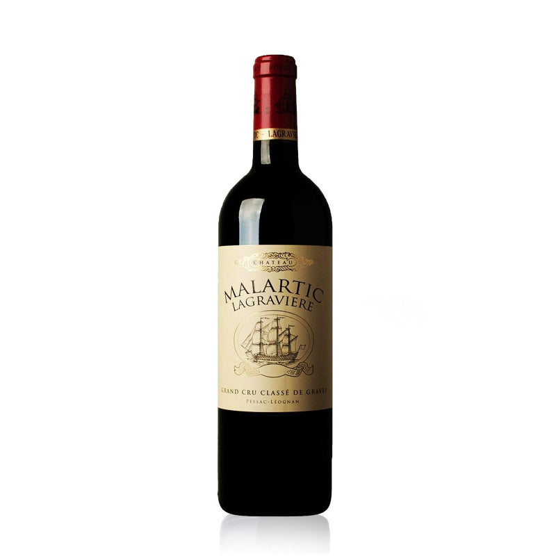 Bottle of Château Malartic-Lagravière Pessac-Léognan with red and black fruit, cedar, and earthy notes.