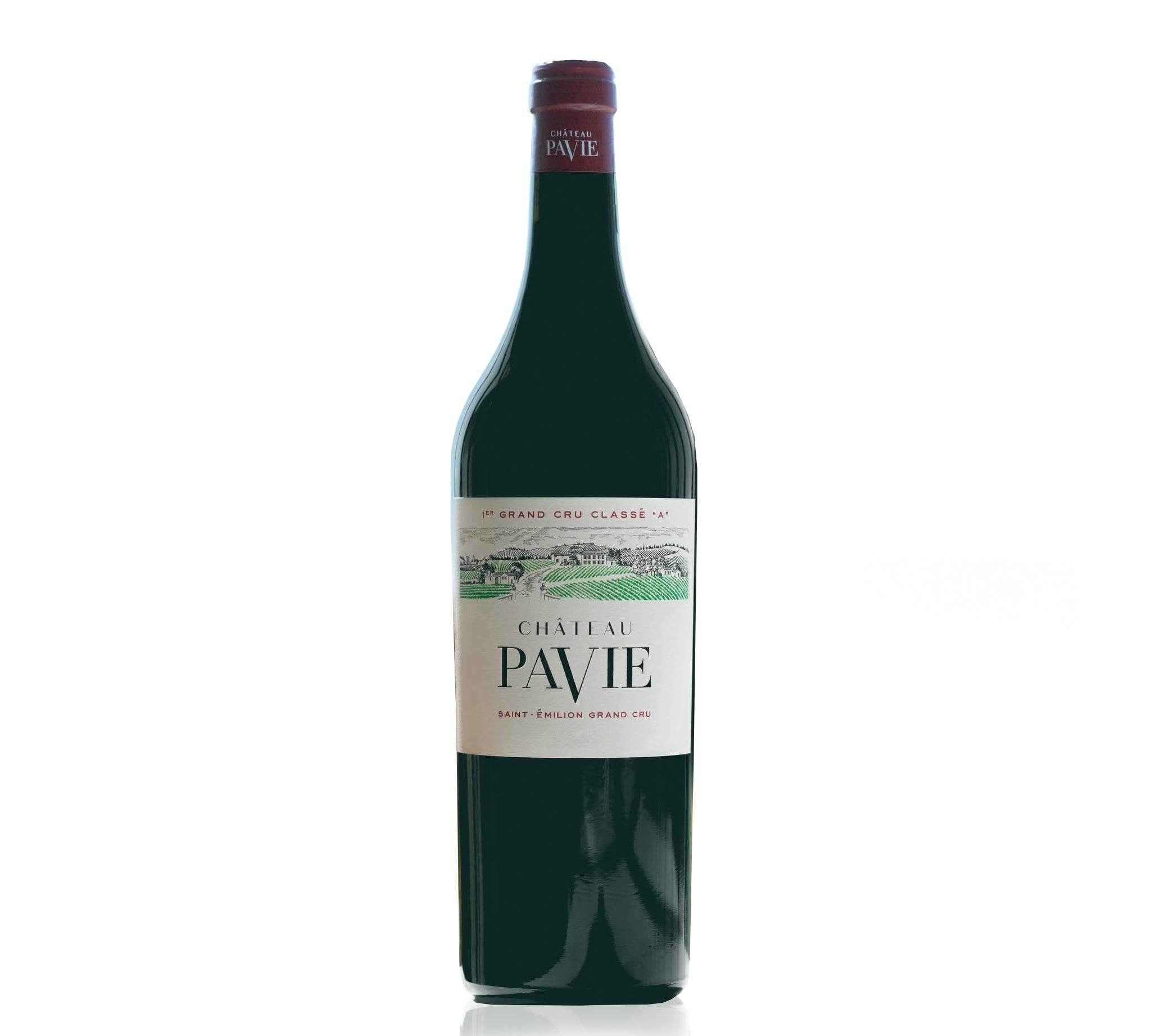 A bottle of Chateau Pavie red wine