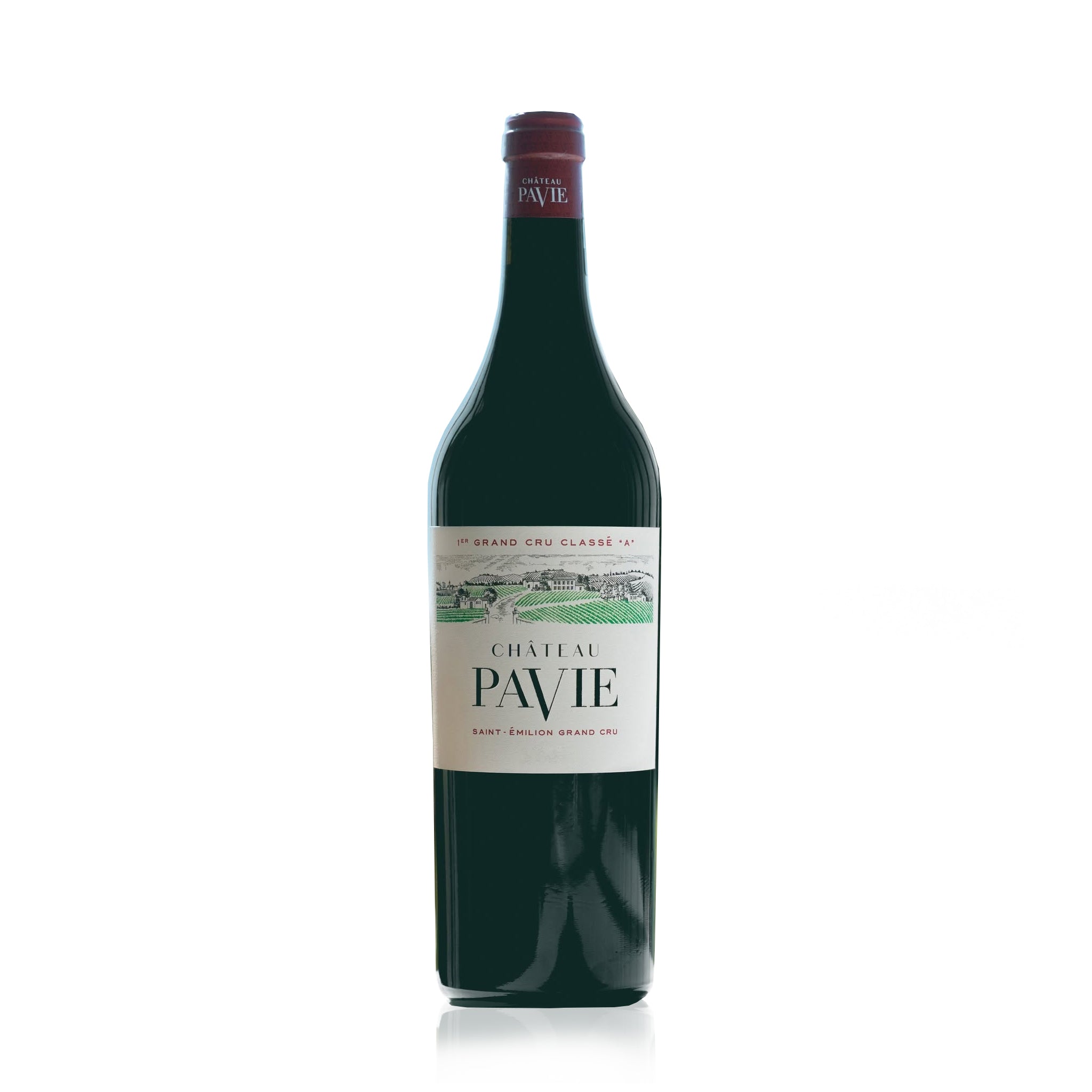 A bottle of Chateau Pavie red wine